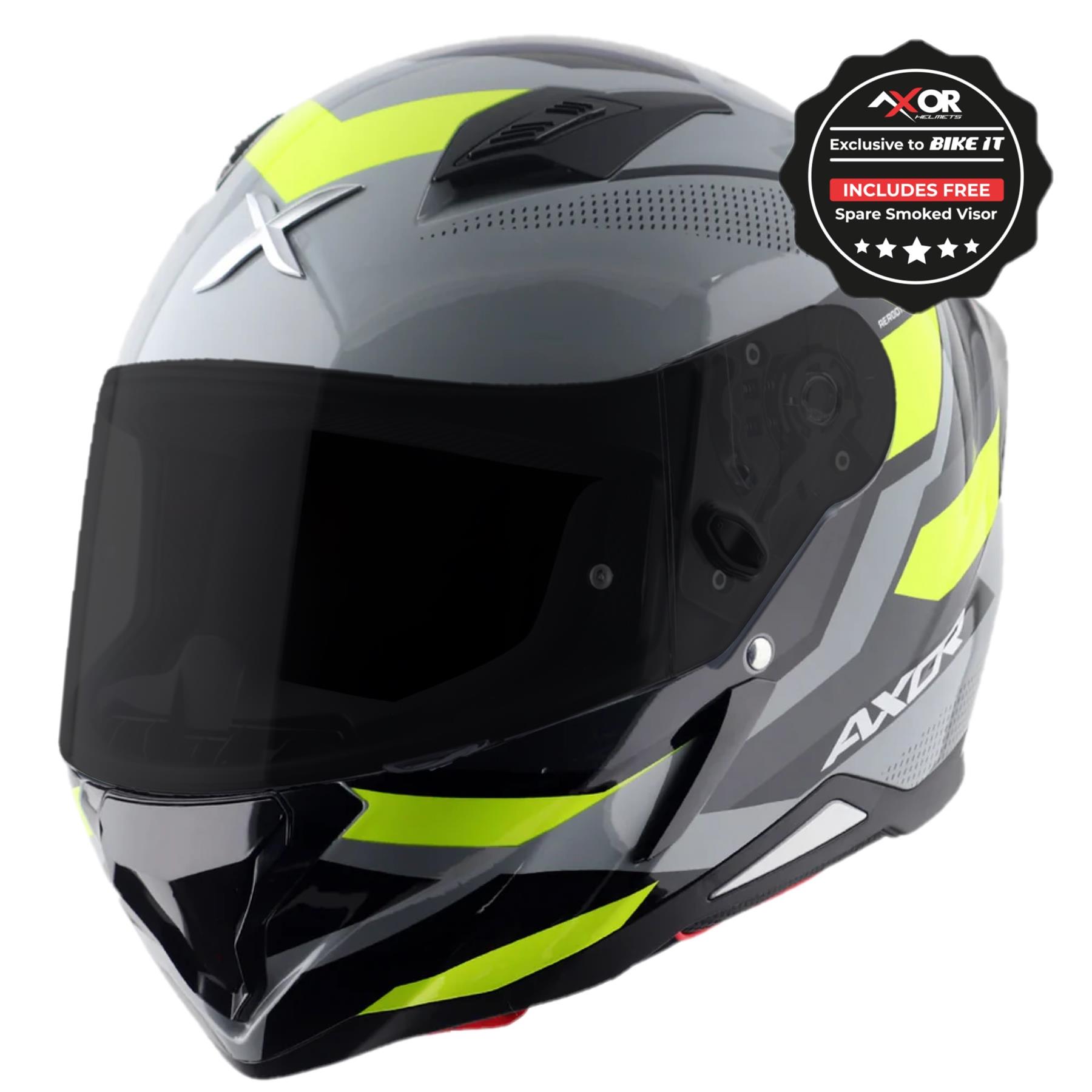 Axor Hunter Cornet Full Face Motorcycle Helmet Scooter Motorbike Free Dark Visor - Picture 13 of 22