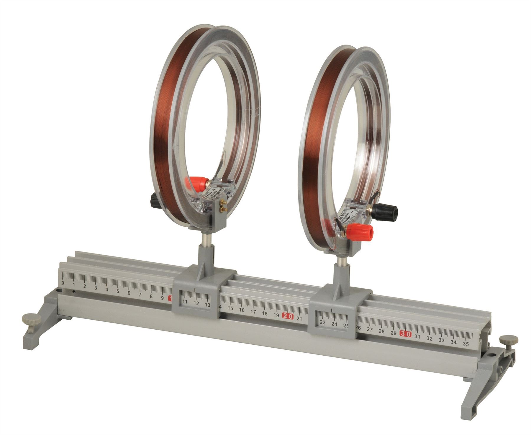Helmholtz Coils on base. 400 turns of copper wire on 150mm
