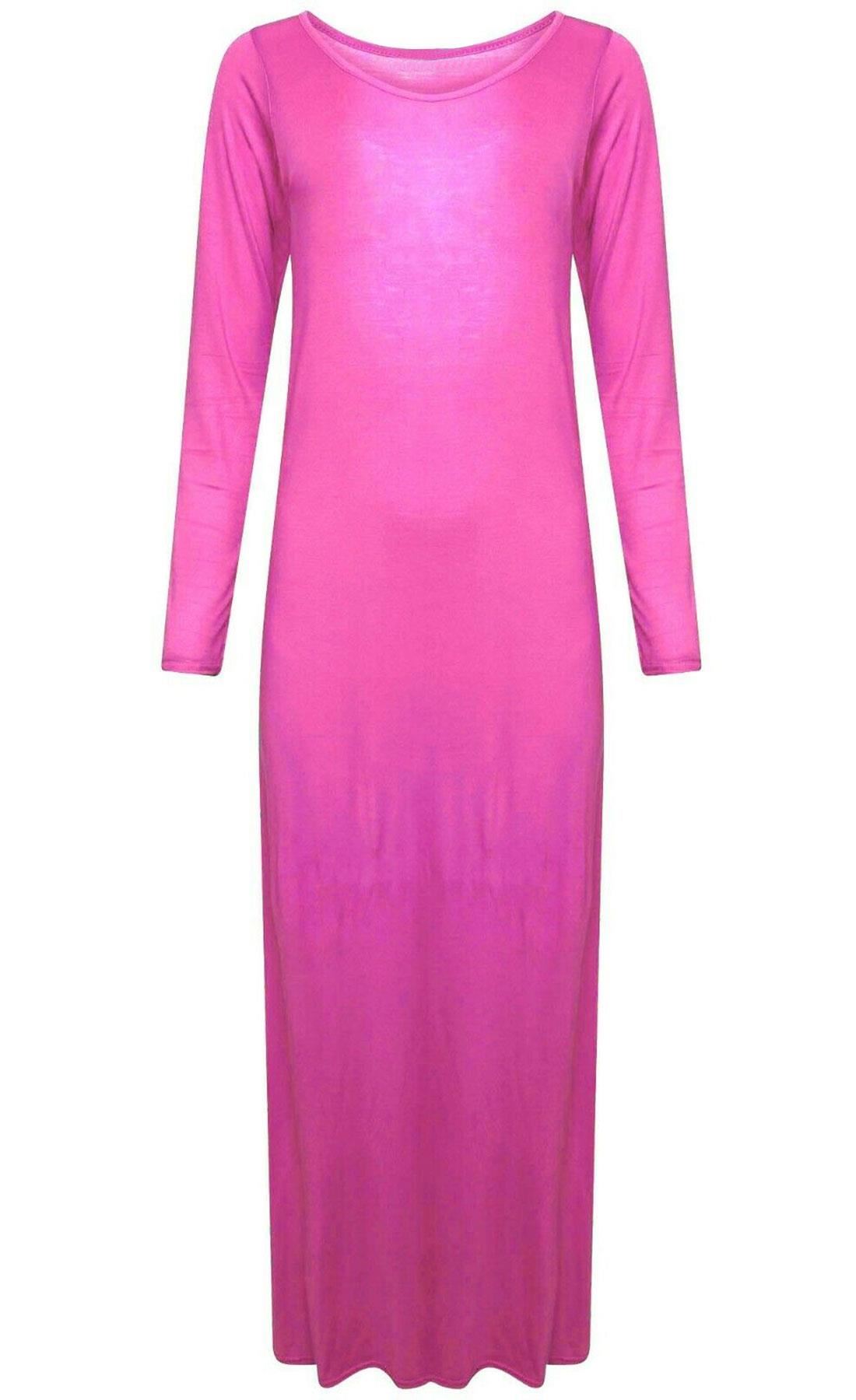 New Womens Plus Size Plain Long Jersey Scoop Neck Maxi Dress 8-26 New Womens Plus Size Plain Long Jersey Scoop Neck Maxi Dress 8-26