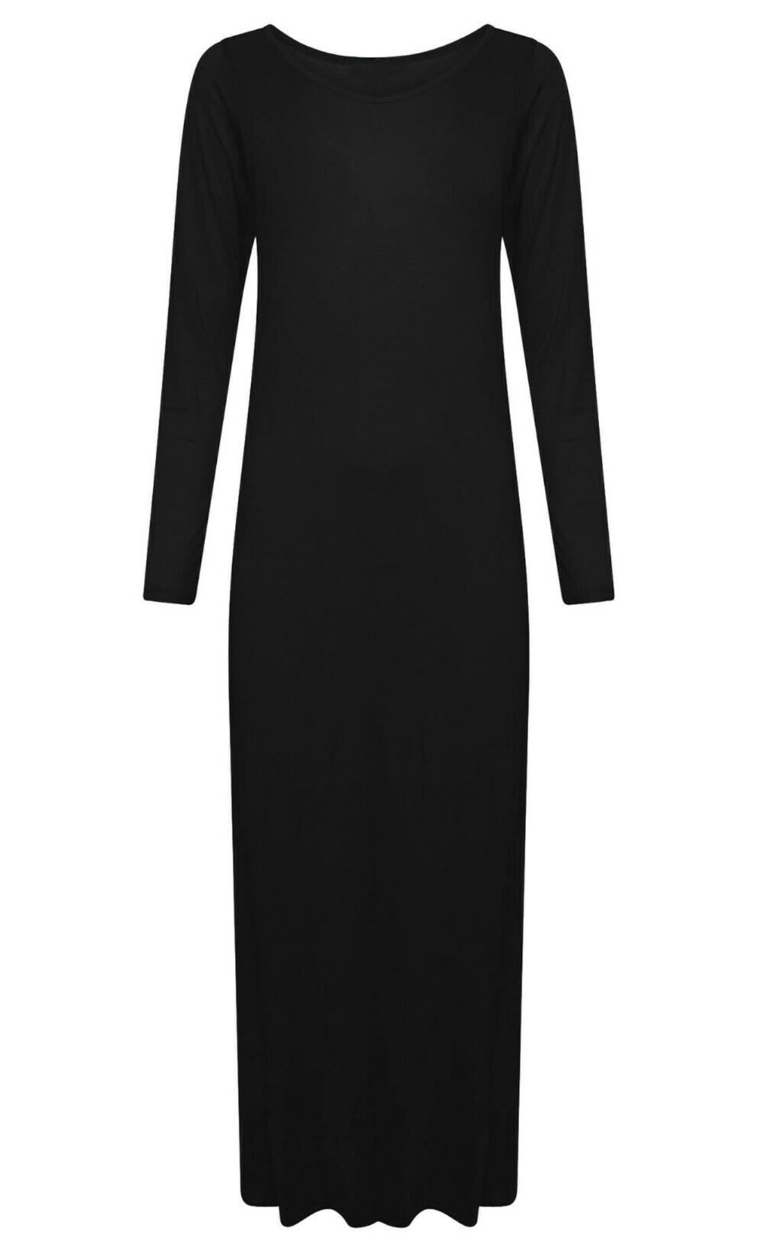 New Womens Plus Size Plain Long Jersey Scoop Neck Maxi Dress 8-26 New Womens Plus Size Plain Long Jersey Scoop Neck Maxi Dress 8-26