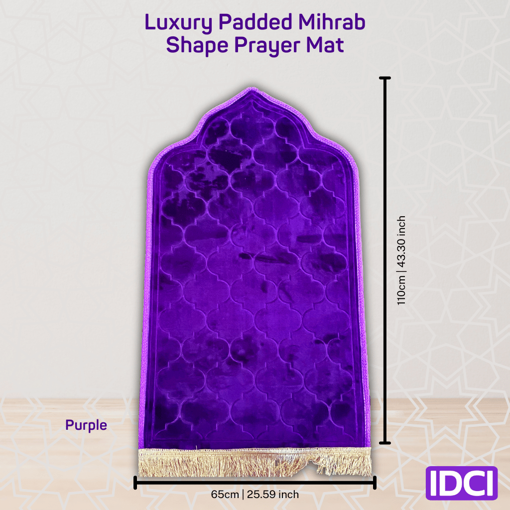Large Deluxe Padded Mosque Mihrab Shaped Prayer Mat Rug Salah Namaz 65x110cm - Picture 14 of 14