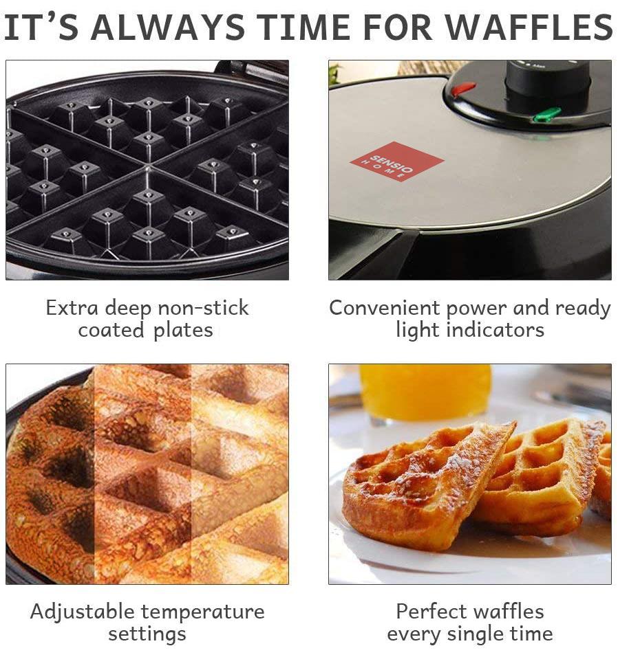 Waffle Maker Machine - Waffle Mix | Round or Square design | Global Gourmet - Produktbild 5
