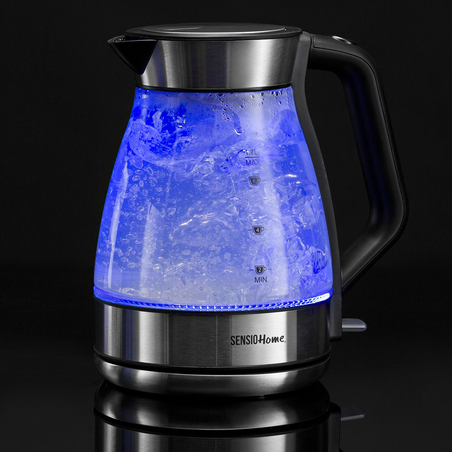 Sensio Home Electric Cordless Glass Kettle 1.7L Quiet Fast 3kW Boil