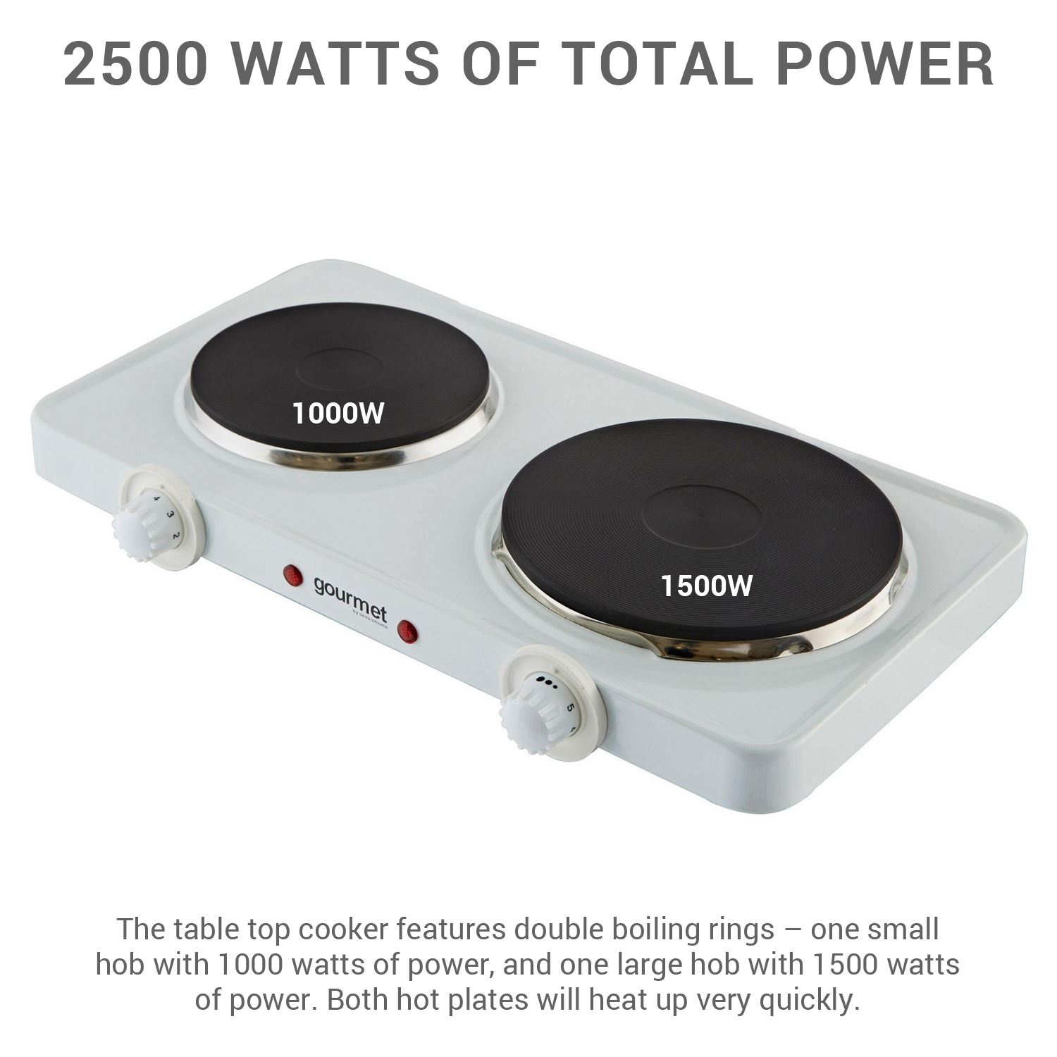 Sensio Home Portable Electric Double Hot Plate with 2 Hot Plates (1000W