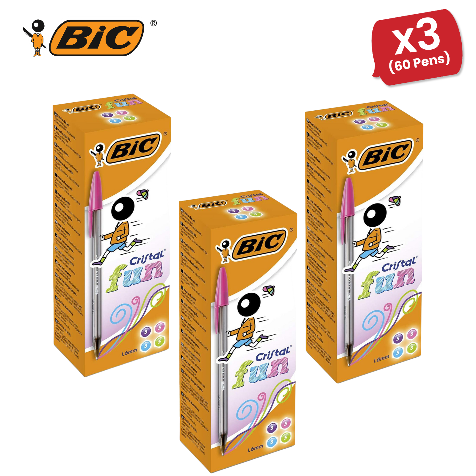 BIC Cristal Fun Ballpoint Pens Assorted Colour 1.6mm for Smooth Writing 20 Pens - Picture 10 of 13