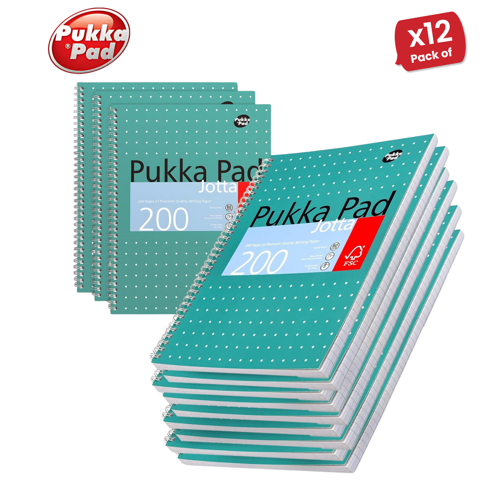 Pukka Block A4+ drahtgebundenes Notizbuch, 200 Seiten, 80 GSM, 4-Loch-Locher (grün) - Bild 11 von 13