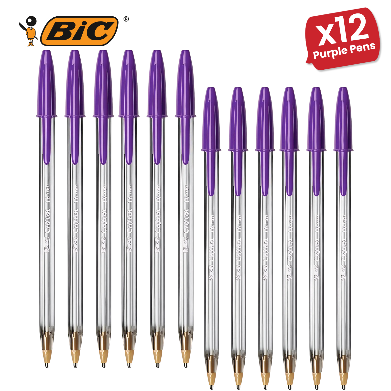 BiC Cristal Fun Kugelschreiber, Kugelschreiber Breite Spitze 1,6 mm Lila Tinte für Schule - Bild 22 von 23