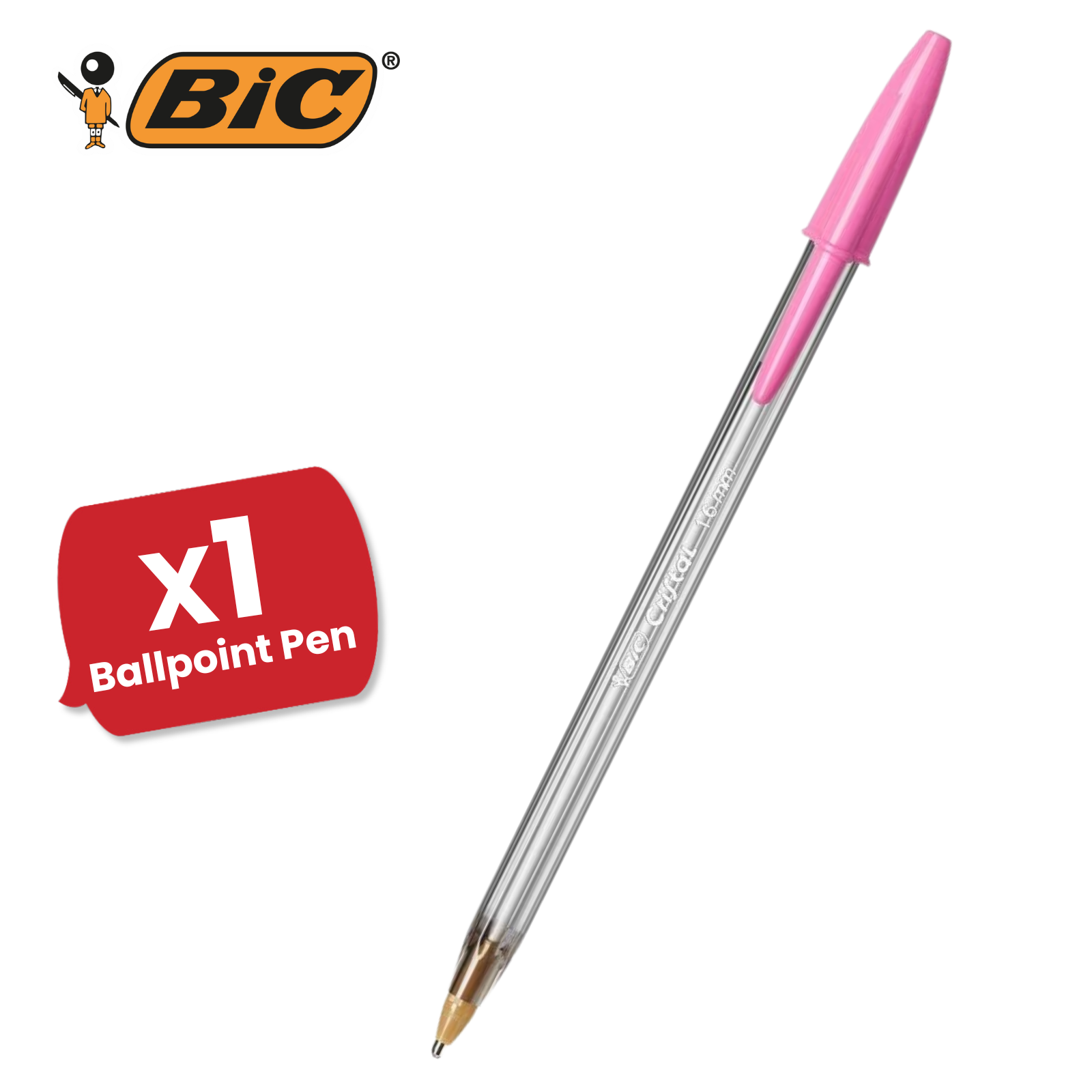 BIC Cristal Ballpoint 1.6mm Medium Point Pen Smooth Writing & Stylish Pen - Pink - Picture 7 of 13