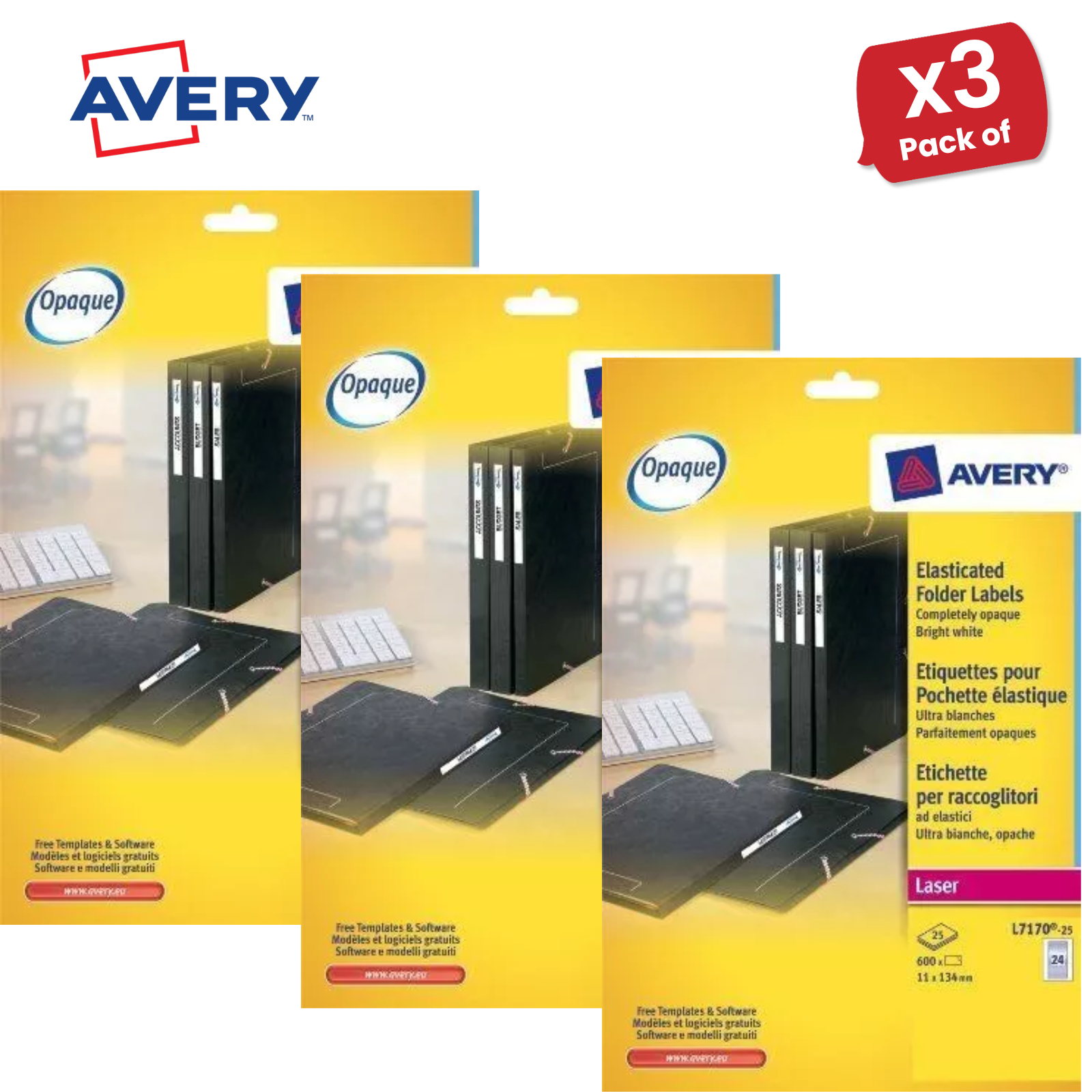 Avery L7170-25 Ordner Datei Etiketten weiß 24 pro A4 Blatt / 600 Etiketten, 134 x 11 mm - Bild 7 von 9