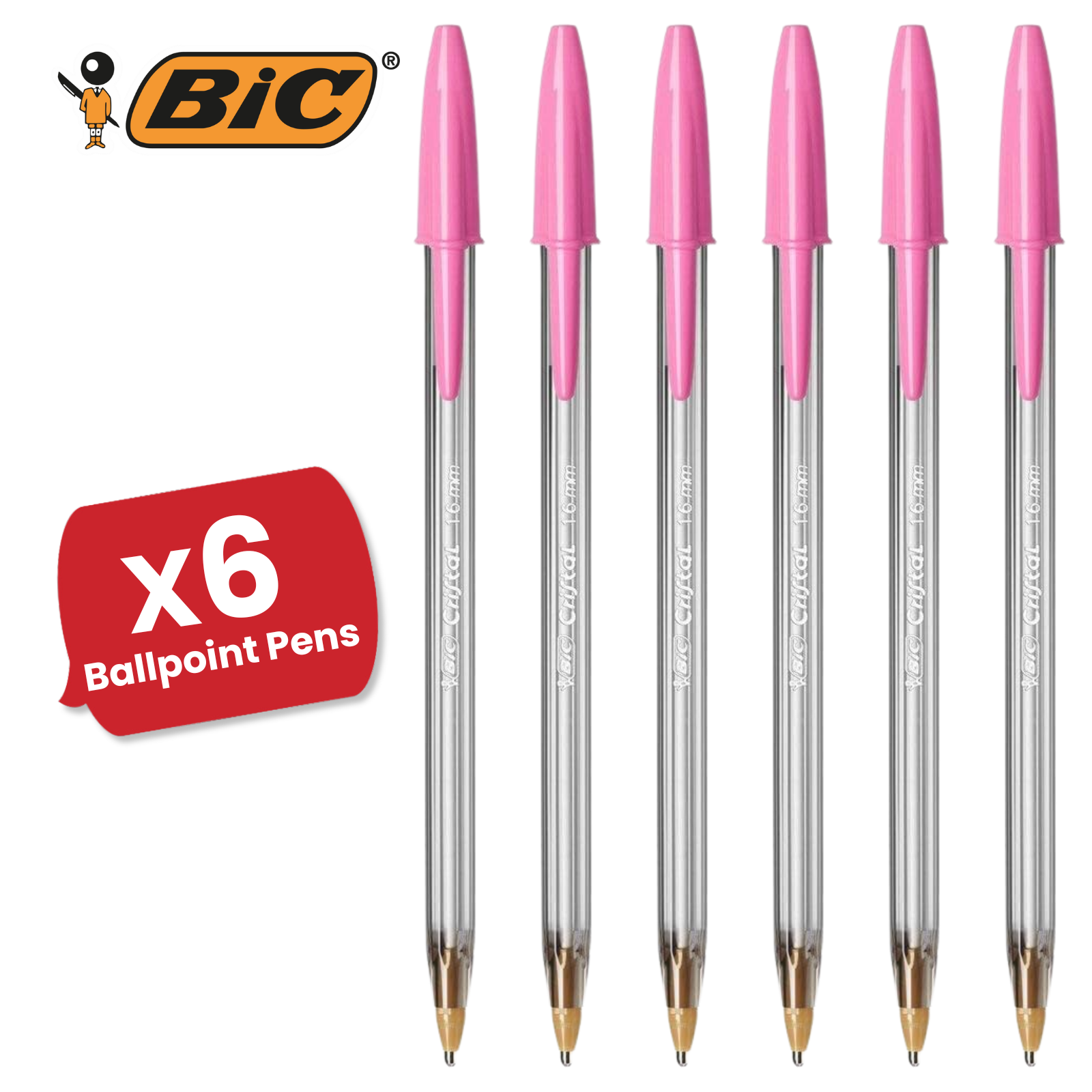 BIC Cristal Ballpoint 1.6mm Medium Point Pen Smooth Writing & Stylish Pen - Pink - Picture 9 of 13