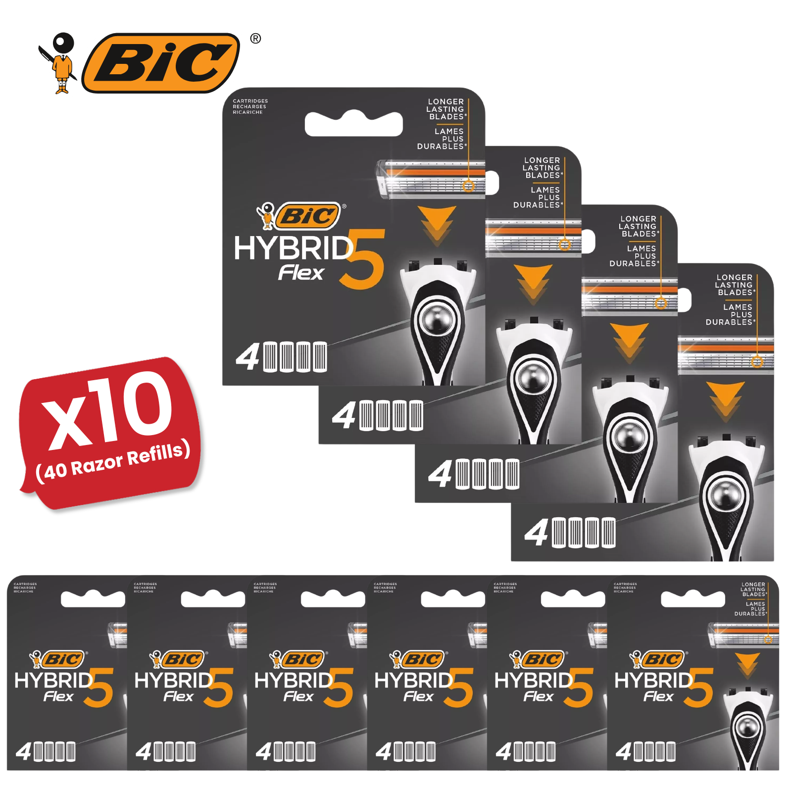 BIC Flex 5 Hybrid Men's Razor Refills -4 Replacement Cartridges for Smooth Shave - Picture 12 of 12