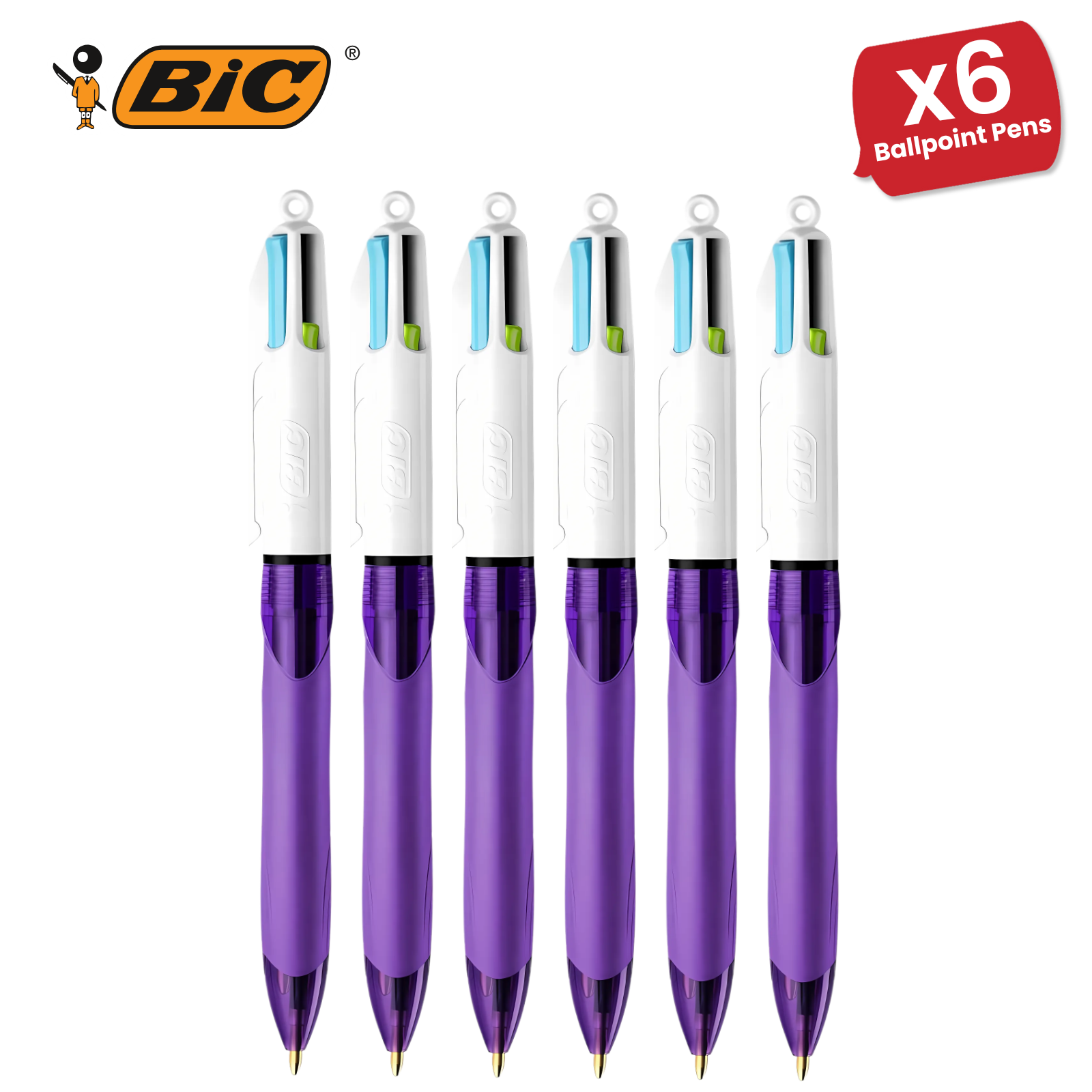 BIC 4 Colours Grip Fashion Ballpoint Pen Medium 1.0mm Colorful Writing Pack of 1 - Picture 10 of 14