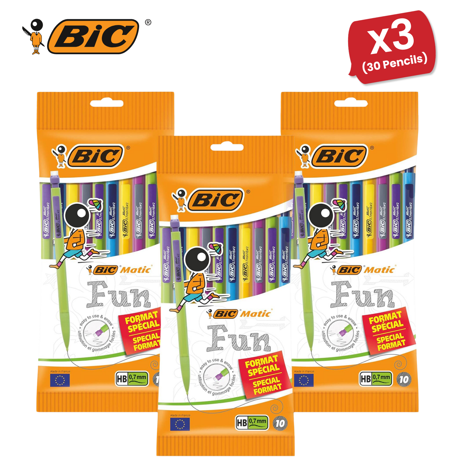 BIC Matic Fun Druckbleistift 0,7 mm HB mit Radierer verschiedene Farben 10er Pack - Bild 12 von 15