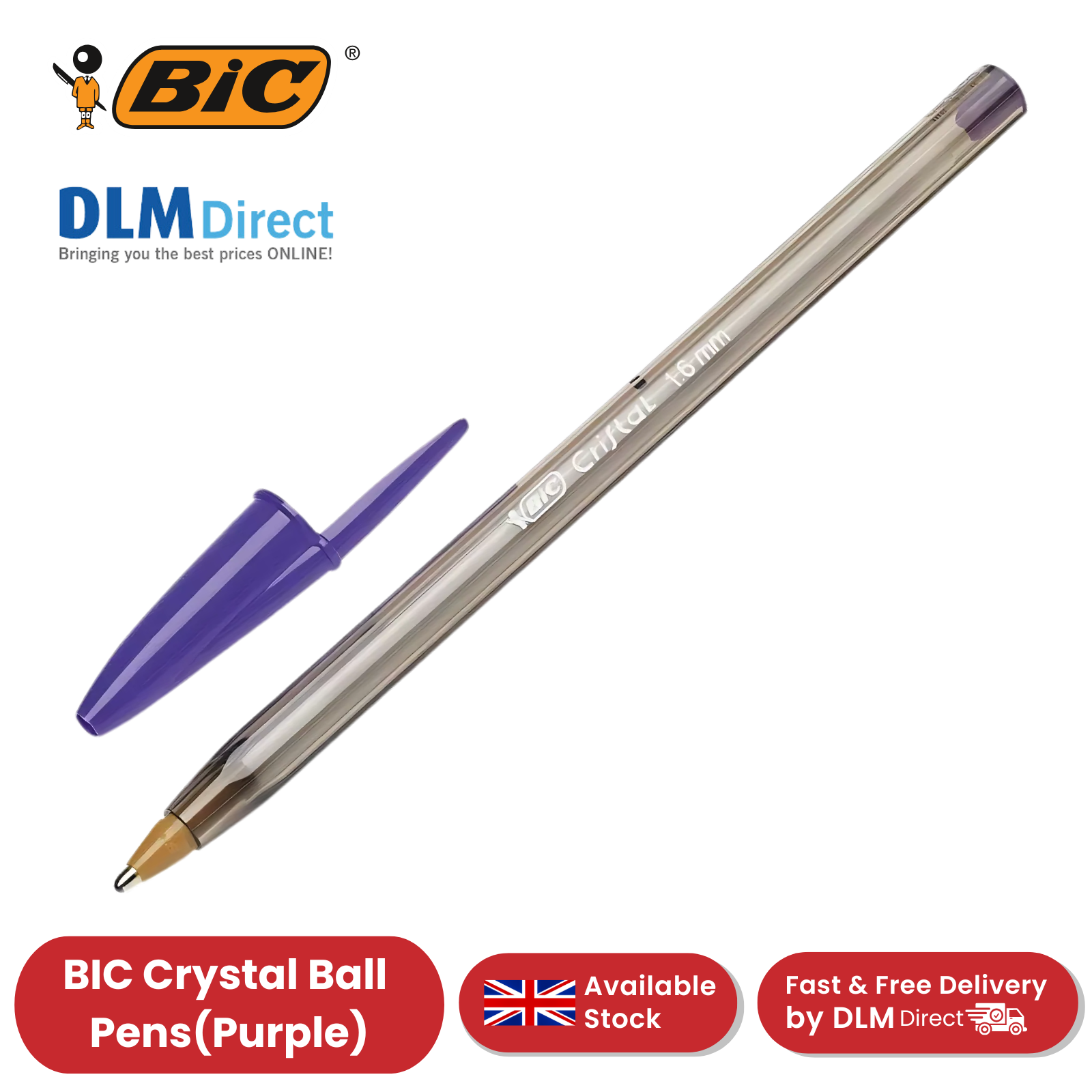 BiC Cristal Fun Kugelschreiber, Kugelschreiber Breite Spitze 1,6 mm Lila Tinte für Schule - Bild 9 von 23