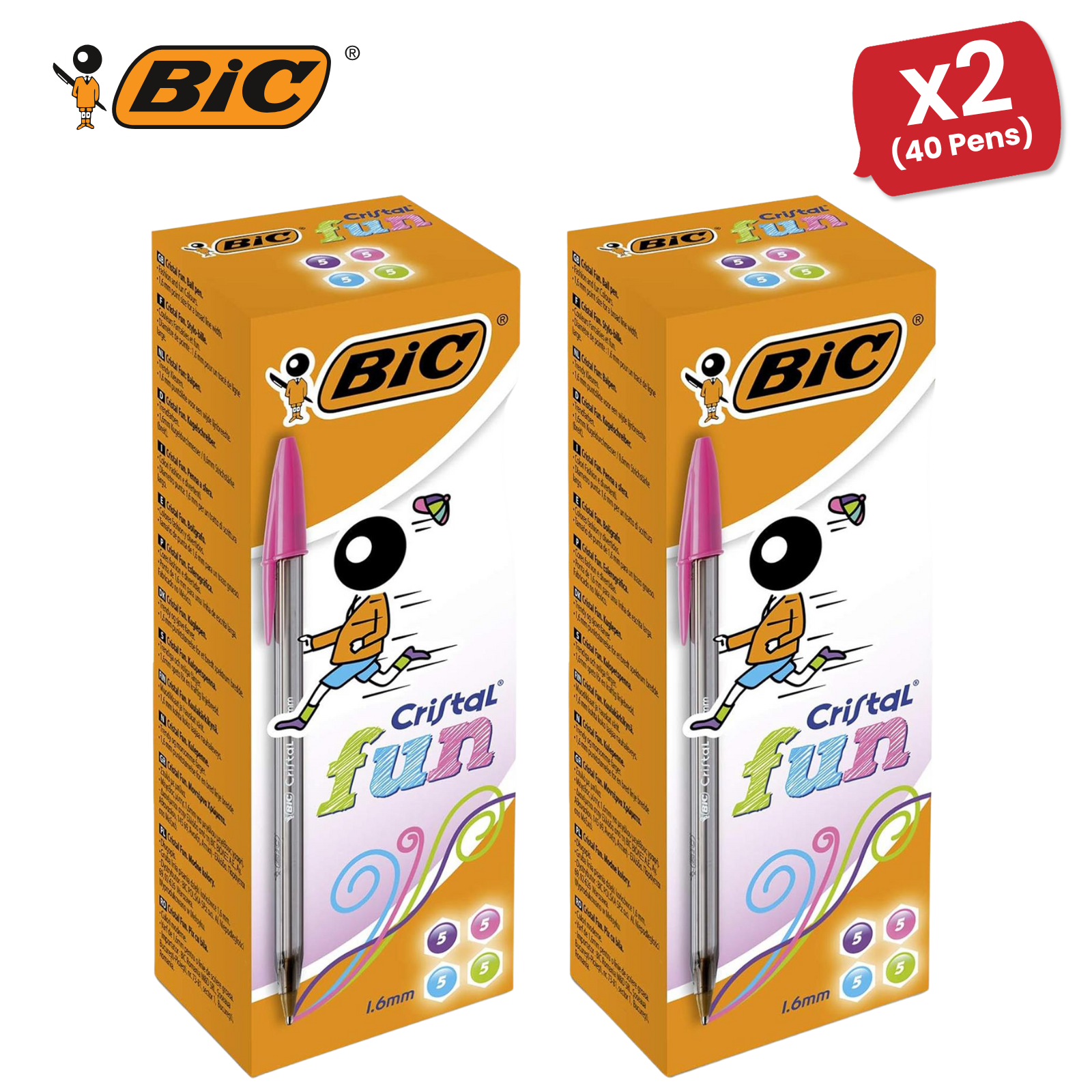 BIC Cristal Fun Ballpoint Pens Assorted Colour 1.6mm for Smooth Writing 20 Pens - Picture 9 of 13