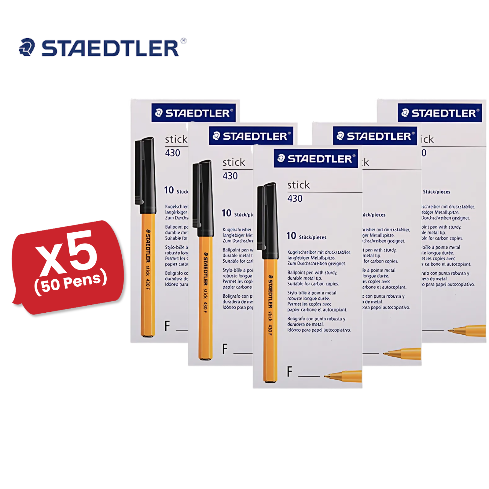 Staedtler 430 Black Ballpoint Pens 0.3mm for Office, School & Home Packs of 10 - Picture 12 of 12