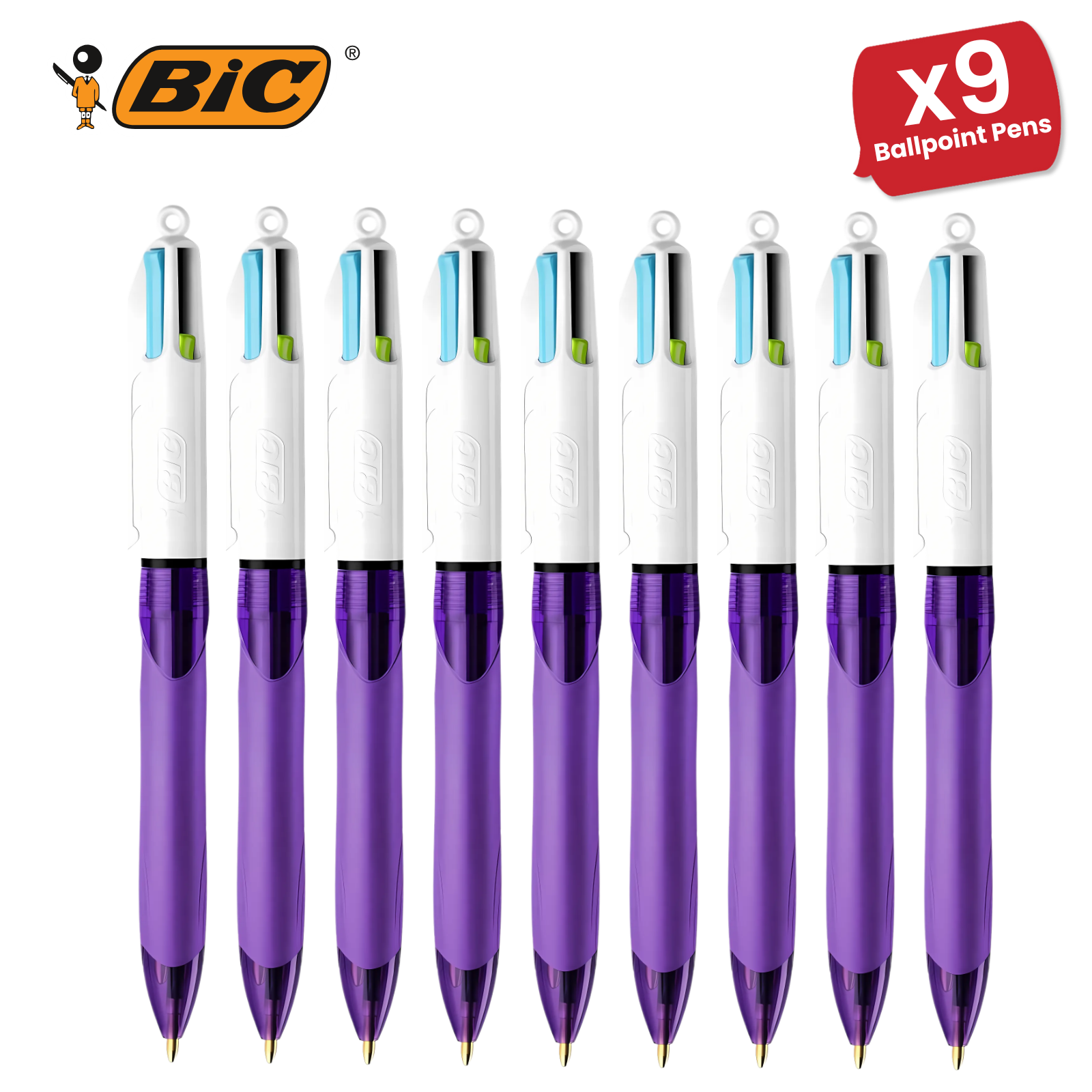 BIC 4 Colours Grip Fashion Ballpoint Pen Medium 1.0mm Colorful Writing Pack of 1 - Picture 11 of 14
