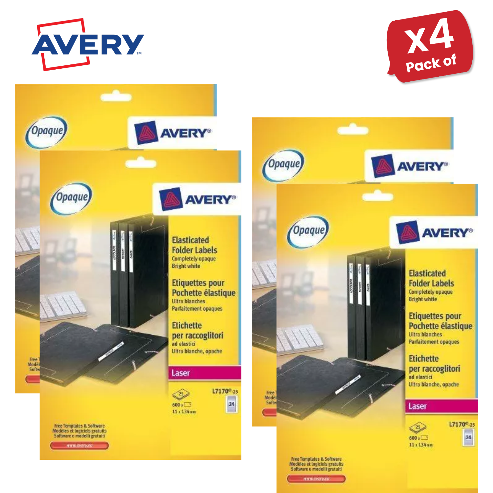 Avery L7170-25 Ordner Datei Etiketten weiß 24 pro A4 Blatt / 600 Etiketten, 134 x 11 mm - Bild 8 von 9