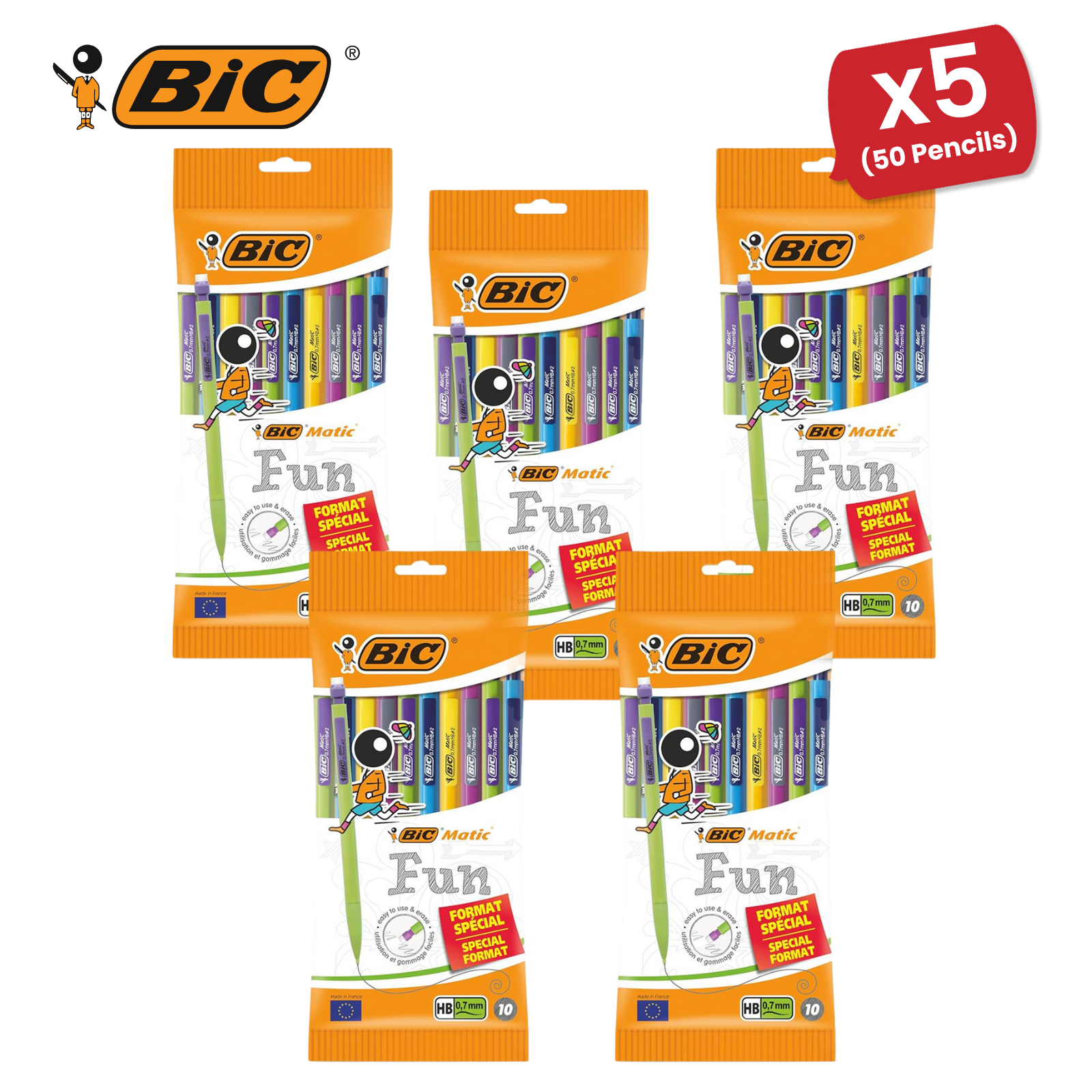 BIC Matic Fun Druckbleistift 0,7 mm HB mit Radierer verschiedene Farben 10er Pack - Bild 14 von 15