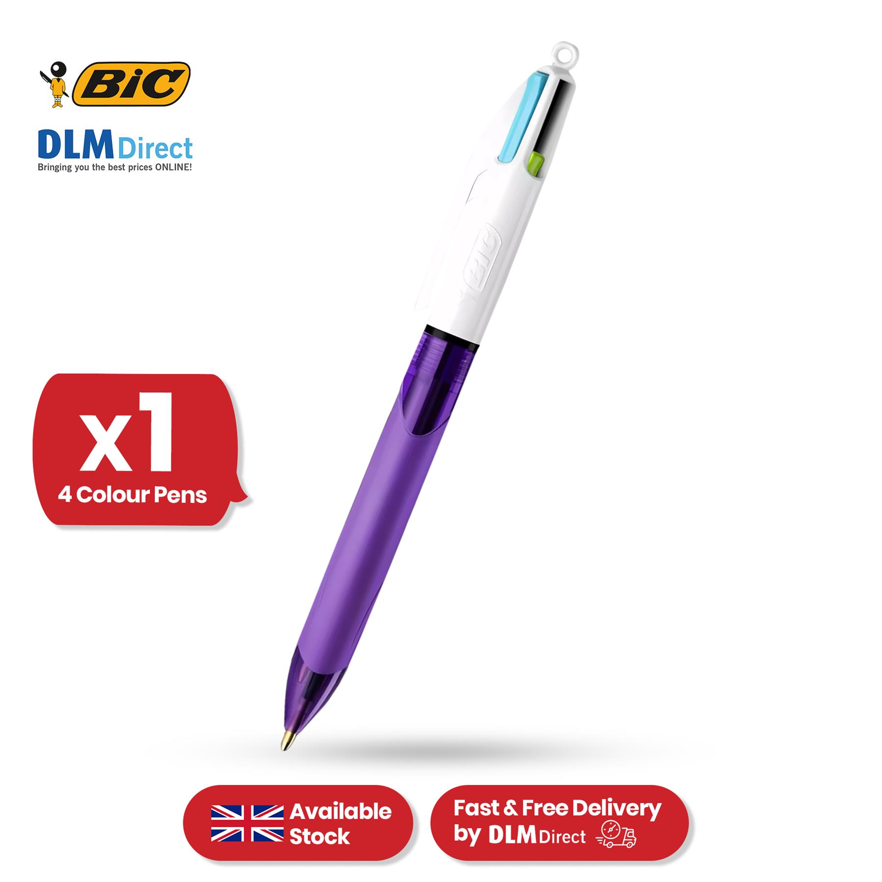 BIC 4 Colours Grip Fashion Ballpoint Pen Medium 1.0mm Colorful Writing Pack of 1 - Picture 7 of 14