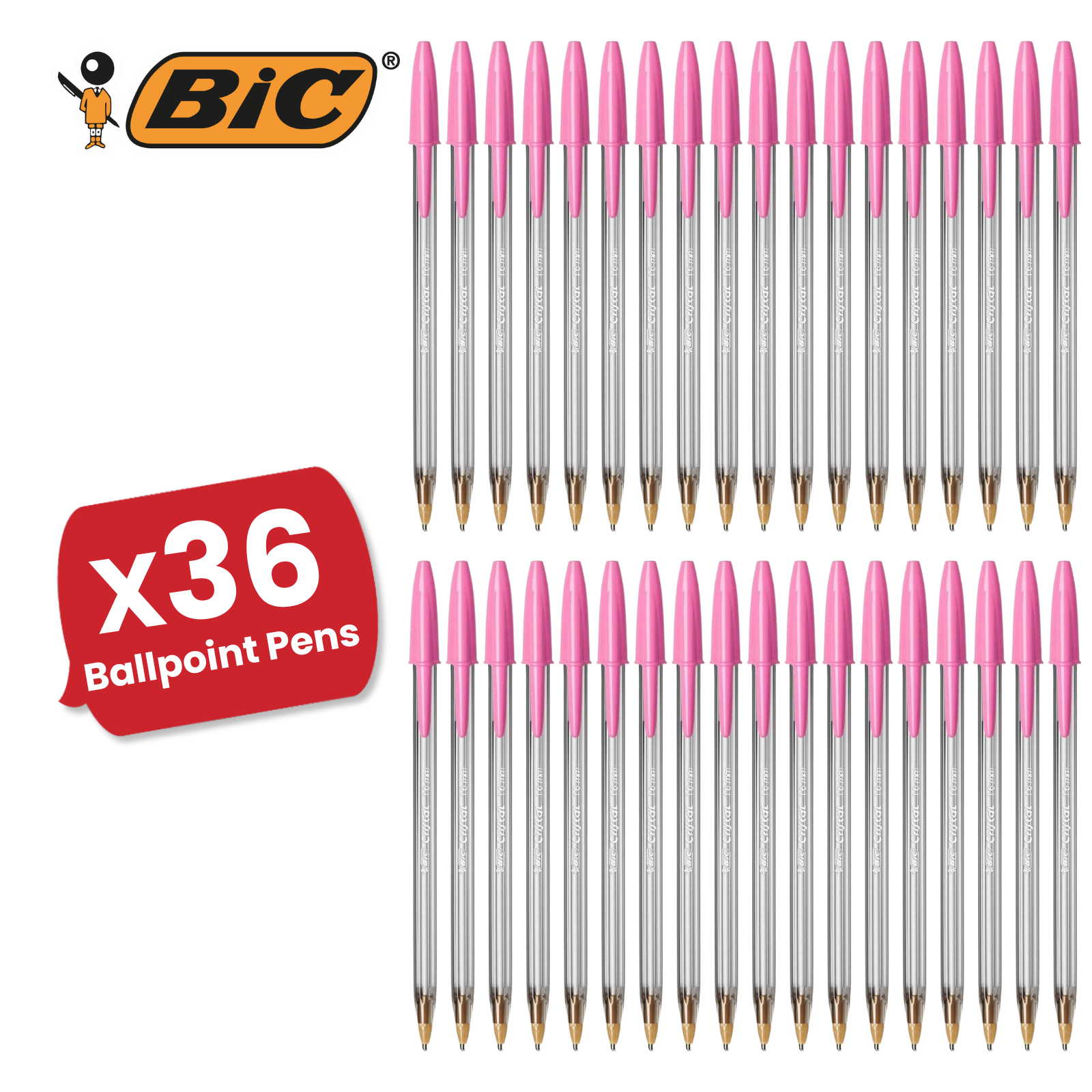 BIC Cristal Ballpoint 1.6mm Medium Point Pen Smooth Writing & Stylish Pen - Pink - Picture 13 of 13