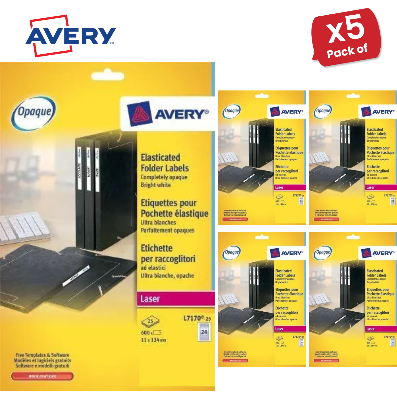 Avery L7170-25 Ordner Datei Etiketten weiß 24 pro A4 Blatt / 600 Etiketten, 134 x 11 mm - Bild 9 von 9
