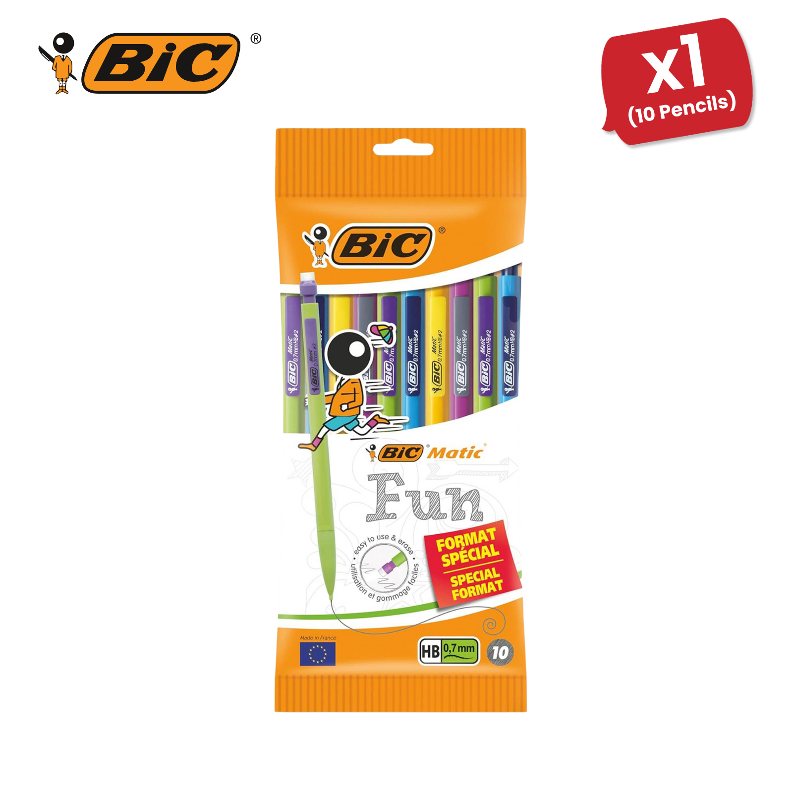 BIC Matic Fun Druckbleistift 0,7 mm HB mit Radierer verschiedene Farben 10er Pack - Bild 10 von 15