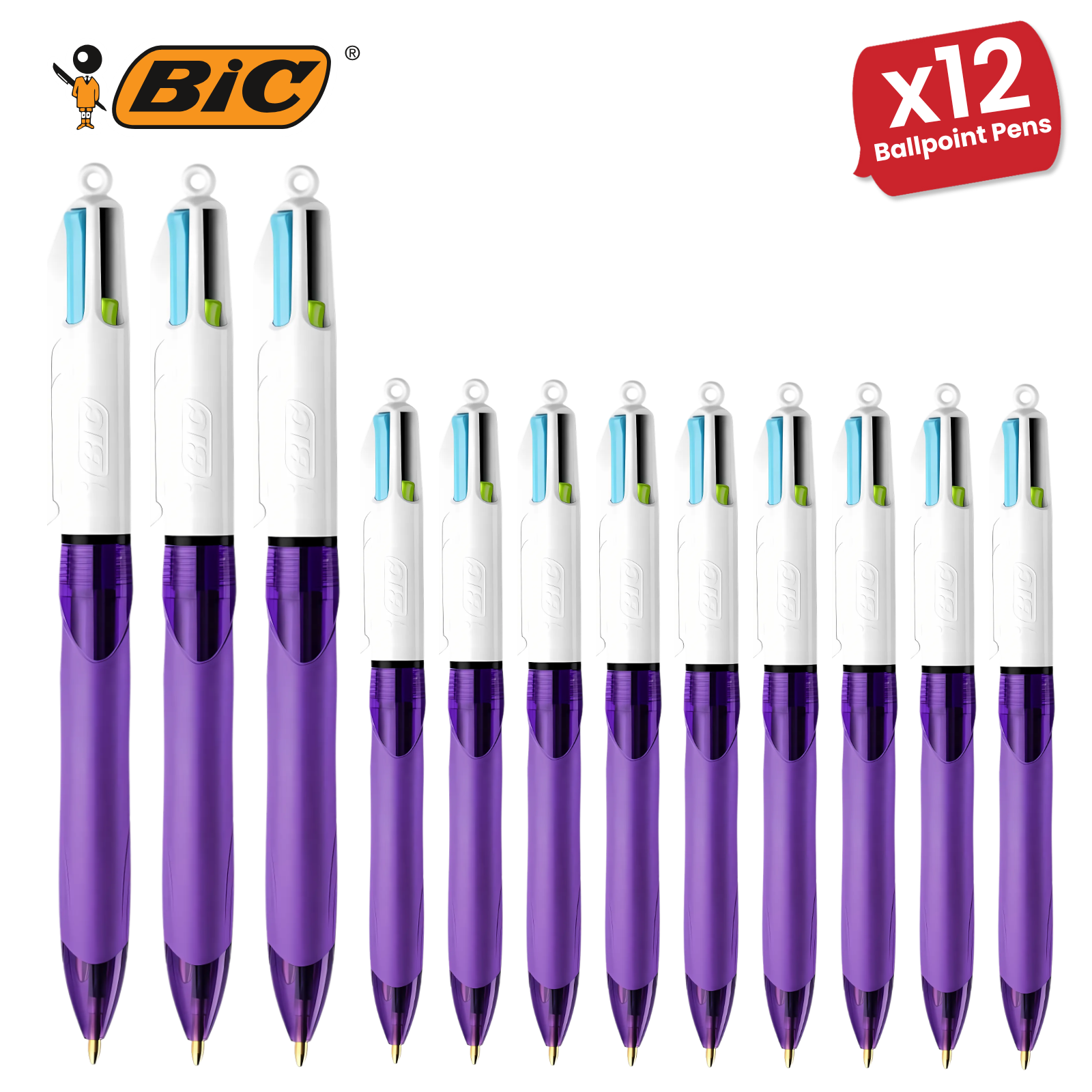 BIC 4 Colours Grip Fashion Ballpoint Pen Medium 1.0mm Colorful Writing Pack of 1 - Picture 12 of 14