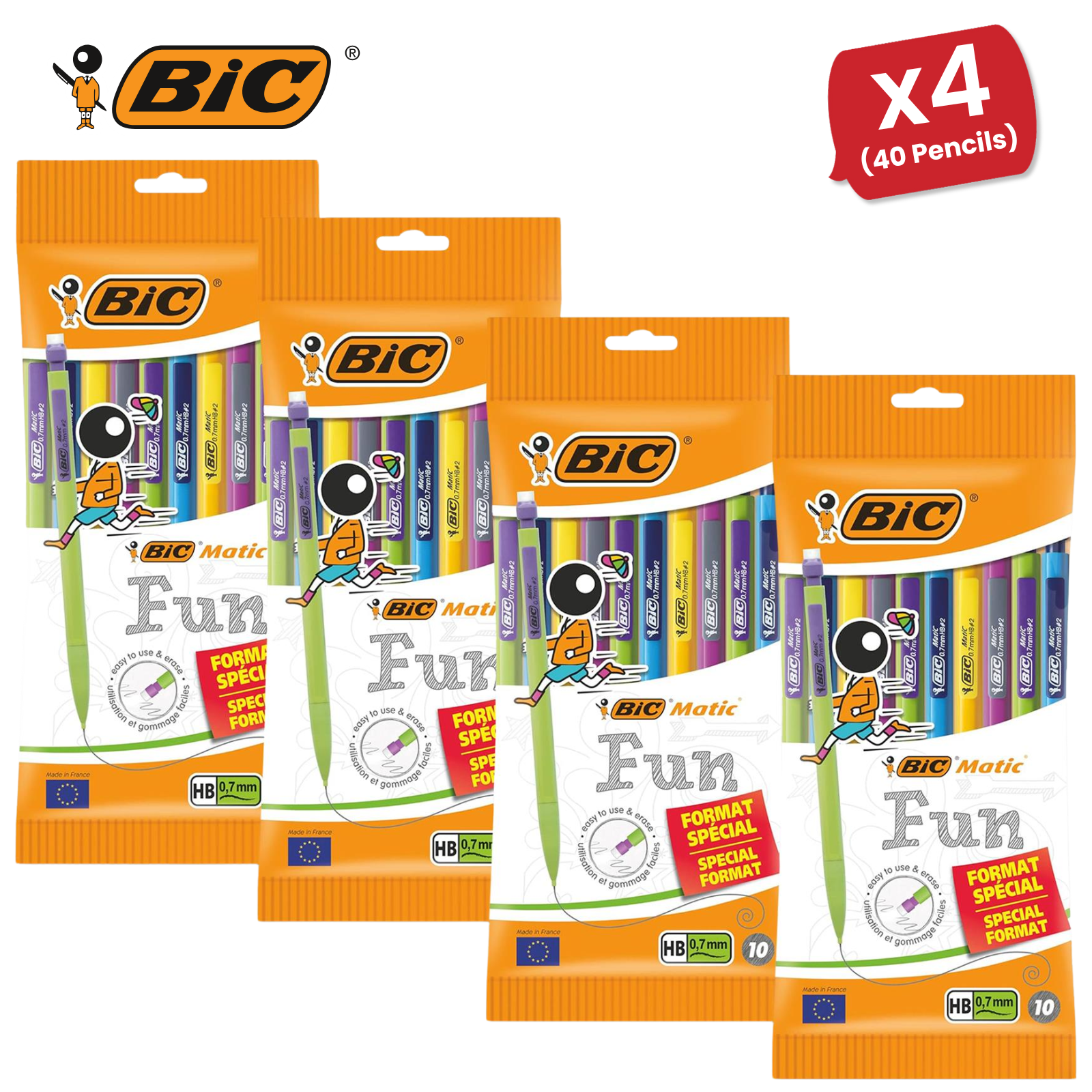 BIC Matic Fun Druckbleistift 0,7 mm HB mit Radierer verschiedene Farben 10er Pack - Bild 13 von 15