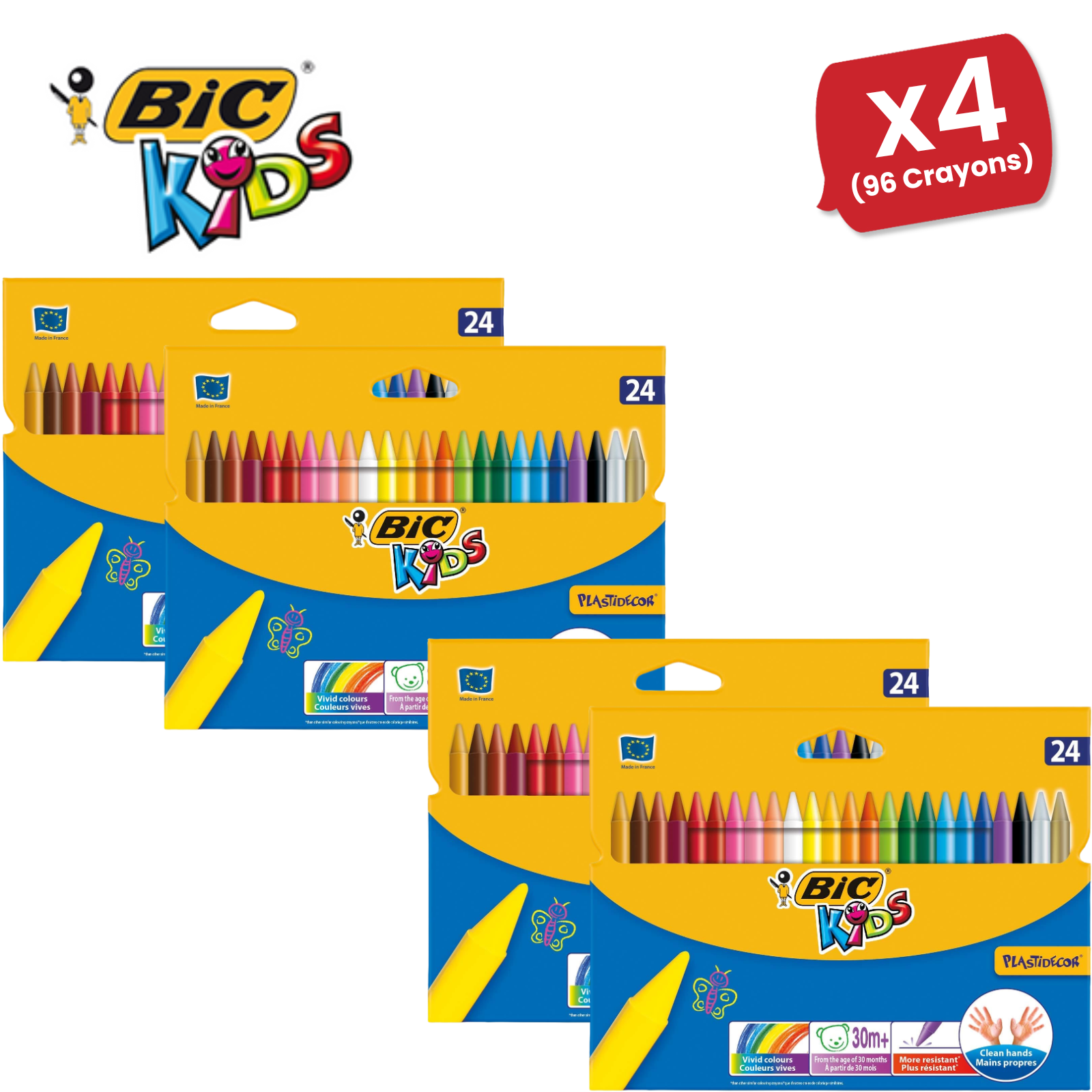 BIC Kinder Kunststoff Buntstifte verschiedene Farben - Geldbörse mit 24 - 1 bis 5 Packungen - Bild 13 von 14