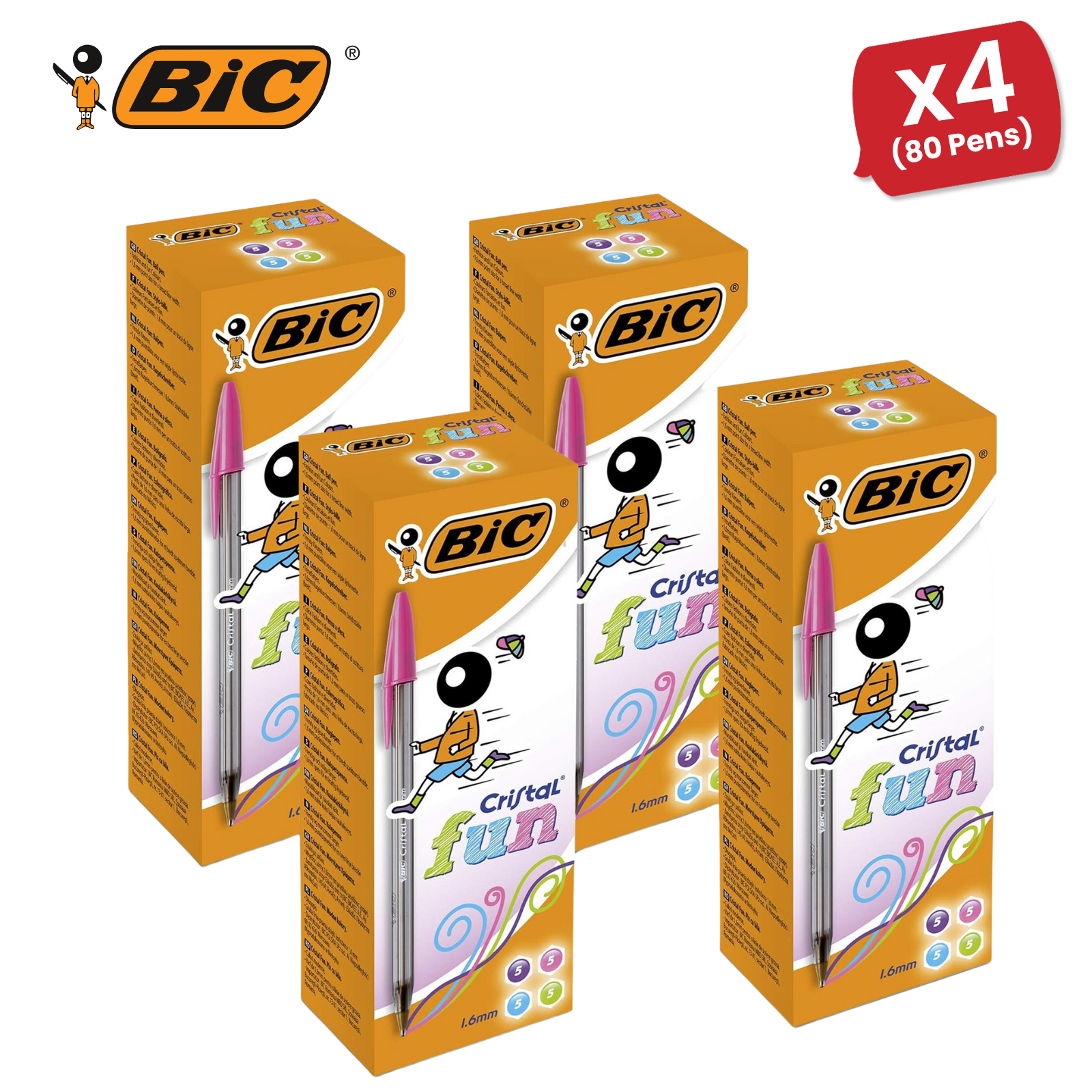 BIC Cristal Fun Ballpoint Pens Assorted Colour 1.6mm for Smooth Writing 20 Pens - Picture 11 of 13