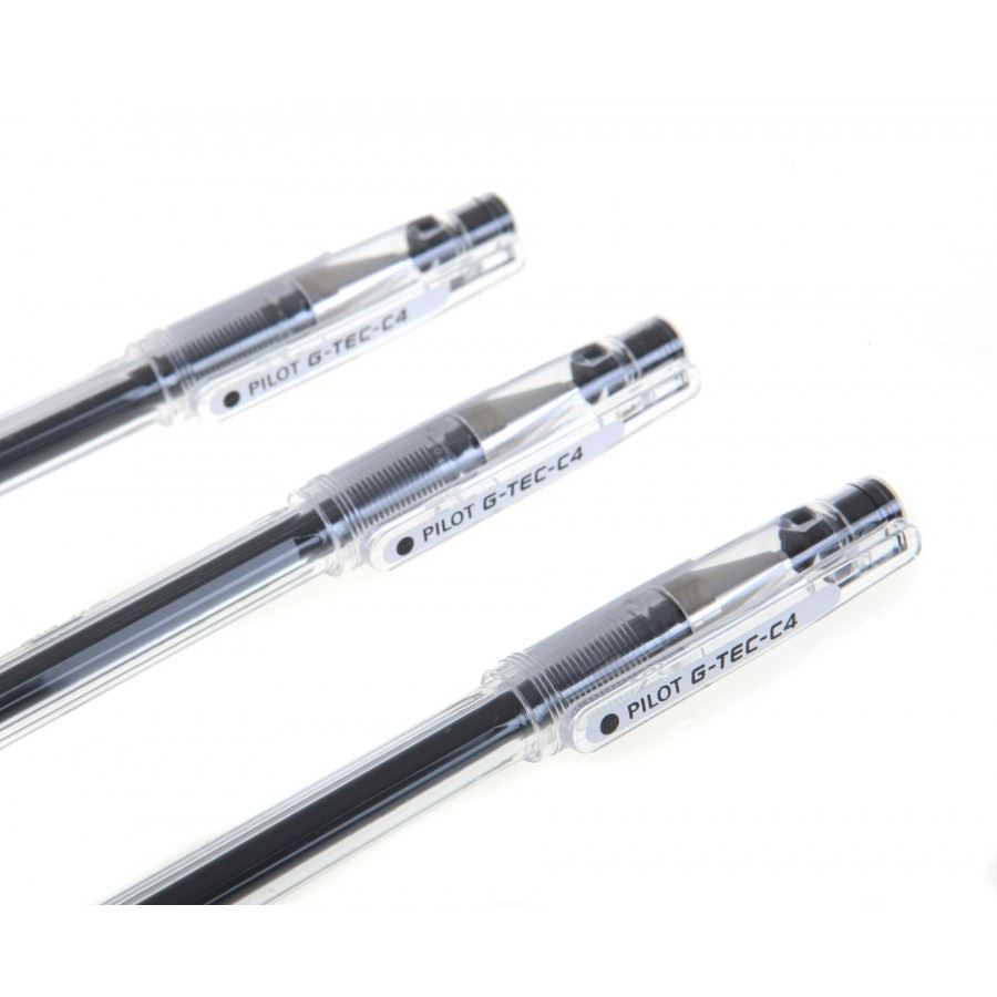 Pilot GTec C4 Gel Microtip Rollerball Pen 0.4mm Tip Black Pack of 3