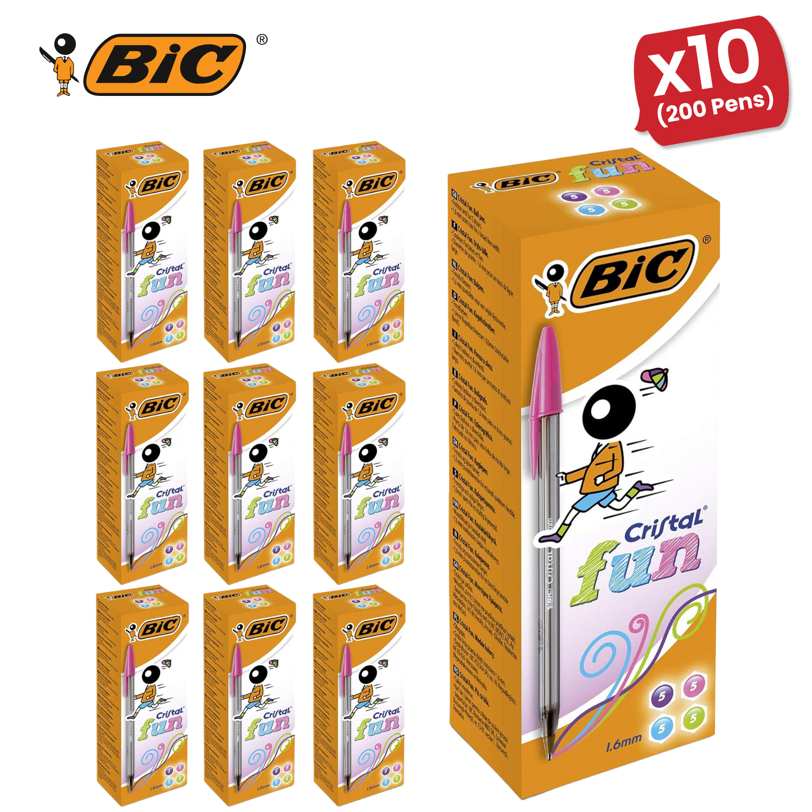 BIC Cristal Fun Ballpoint Pens Assorted Colour 1.6mm for Smooth Writing 20 Pens - Picture 13 of 13