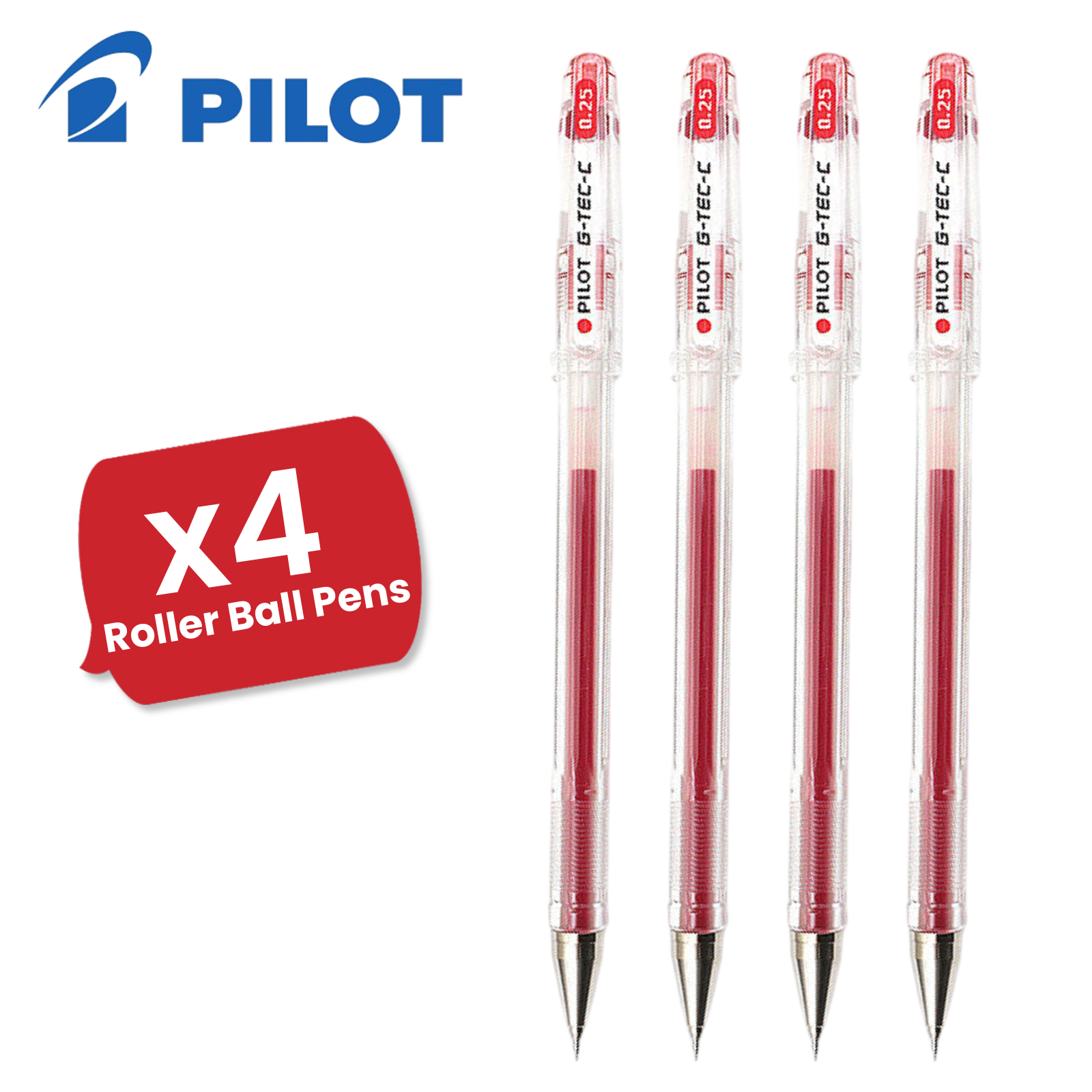 Pilot Pen G-Tec C4 0.4 mm Microtip Rollerball Multi Pens Smooth Gel Ink - Red - Picture 7 of 11