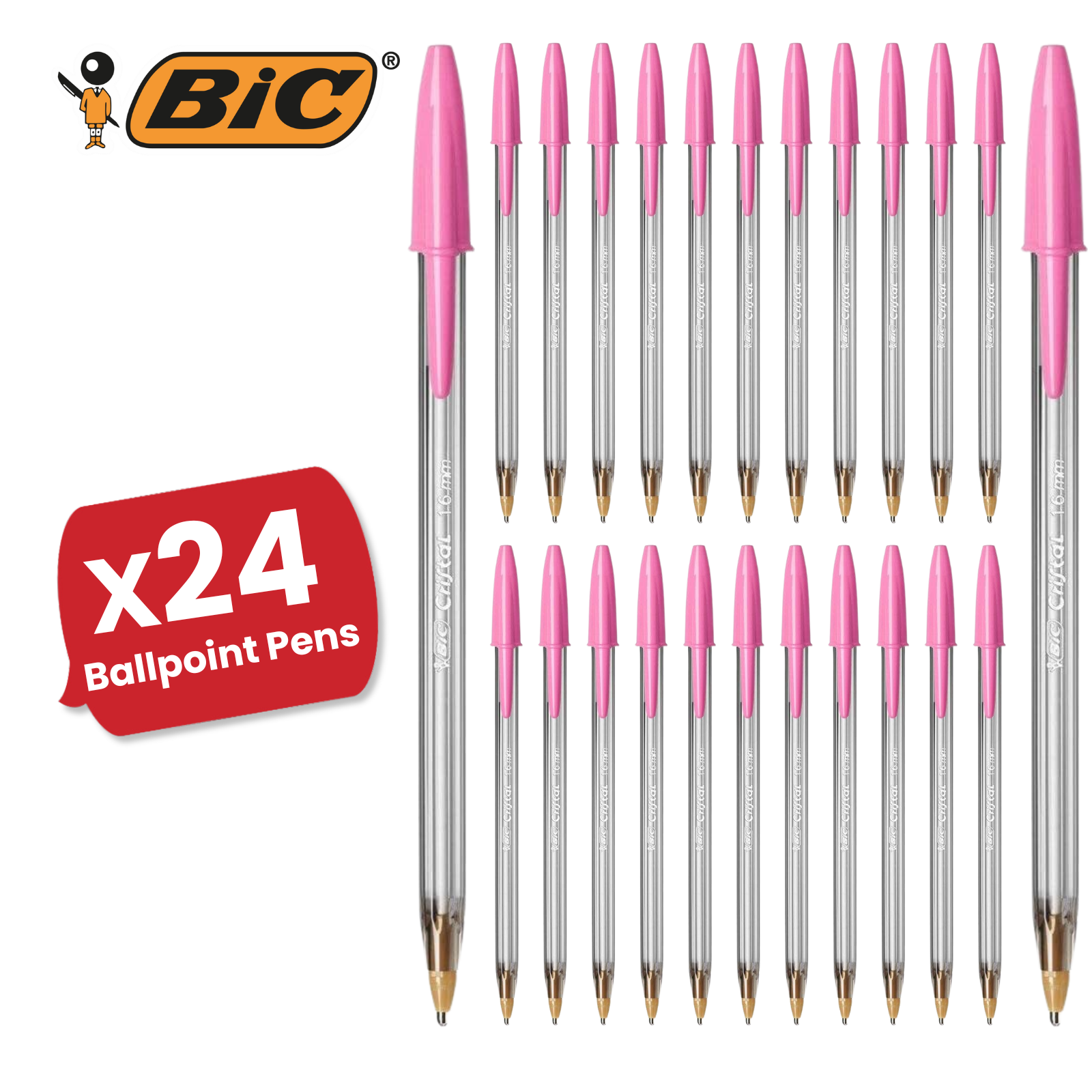 BIC Cristal Ballpoint 1.6mm Medium Point Pen Smooth Writing & Stylish Pen - Pink - Picture 12 of 13