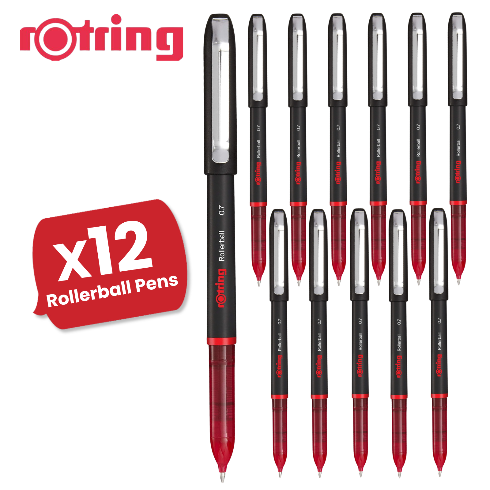 rOtring Rollerball Pen Fine Point 0.7mm - Red Ink, Smooth & Precise Writing - Picture 10 of 12
