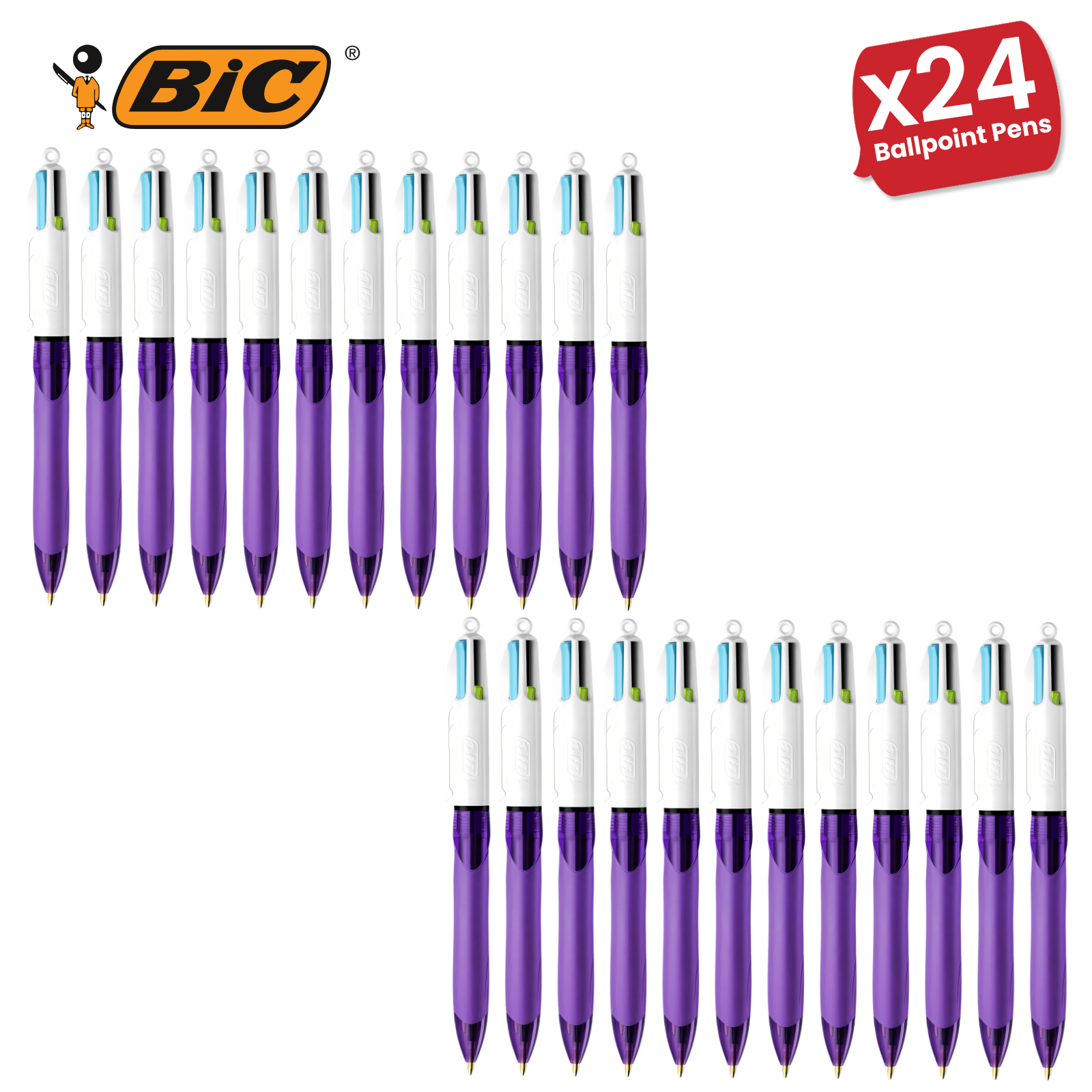 BIC 4 Colours Grip Fashion Ballpoint Pen Medium 1.0mm Colorful Writing Pack of 1 - Picture 13 of 14