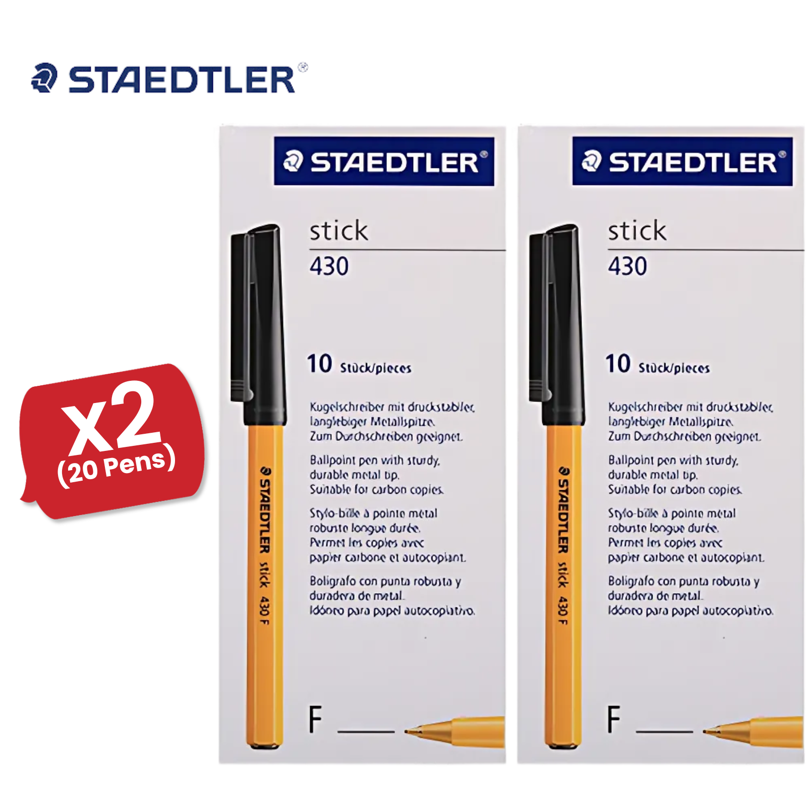 Staedtler 430 Black Ballpoint Pens 0.3mm for Office, School & Home Packs of 10 - Picture 9 of 12