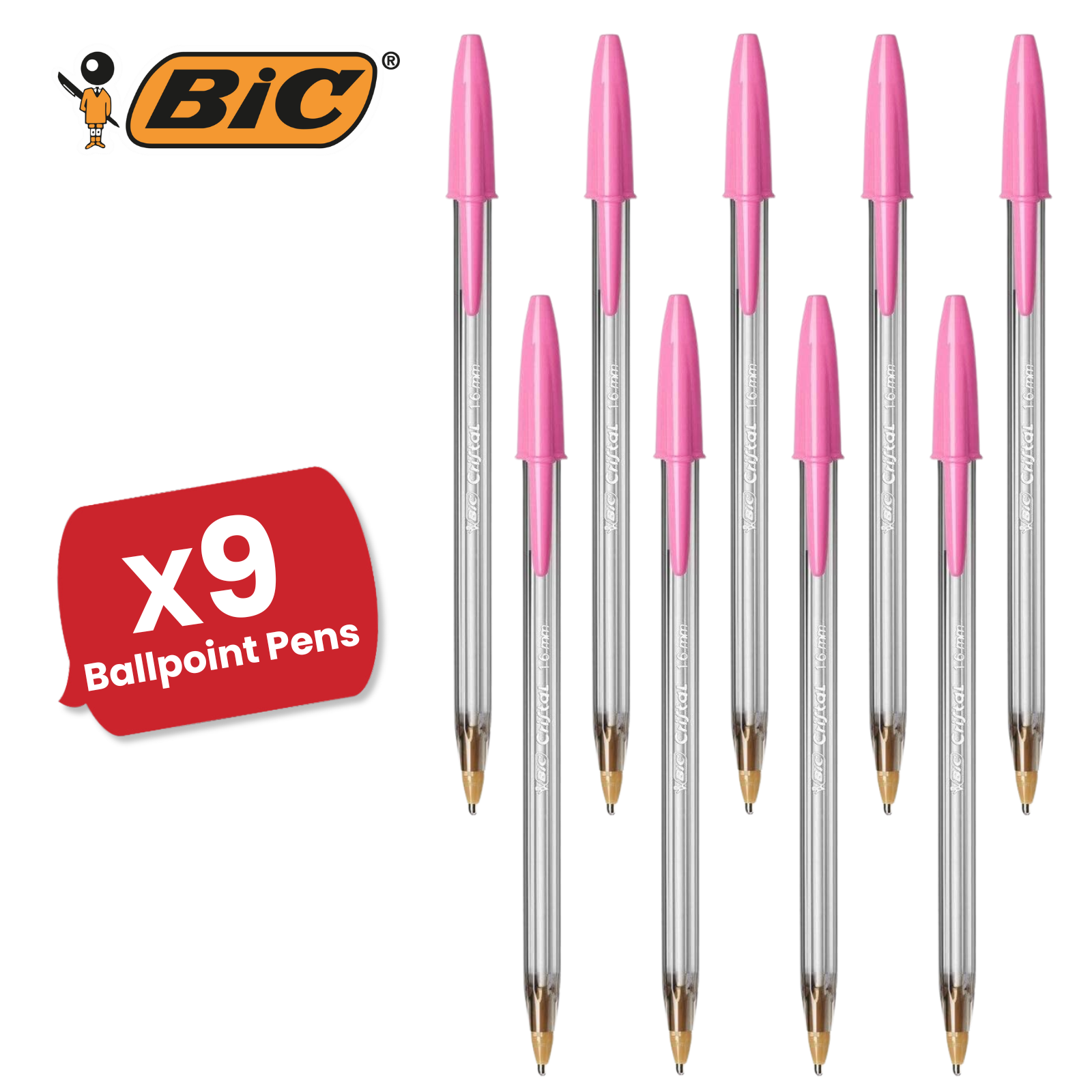 BIC Cristal Ballpoint 1.6mm Medium Point Pen Smooth Writing & Stylish Pen - Pink - Picture 10 of 13