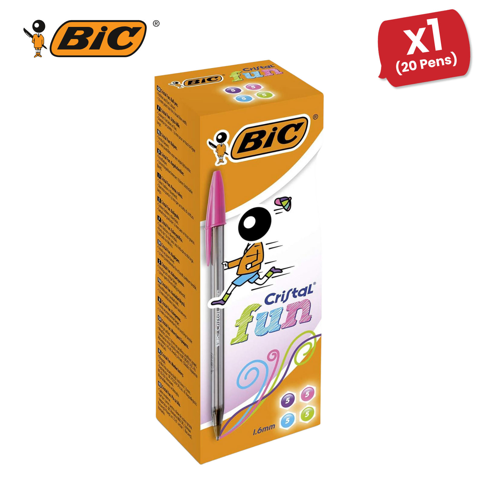 BIC Cristal Fun Ballpoint Pens Assorted Colour 1.6mm for Smooth Writing 20 Pens - Picture 8 of 13
