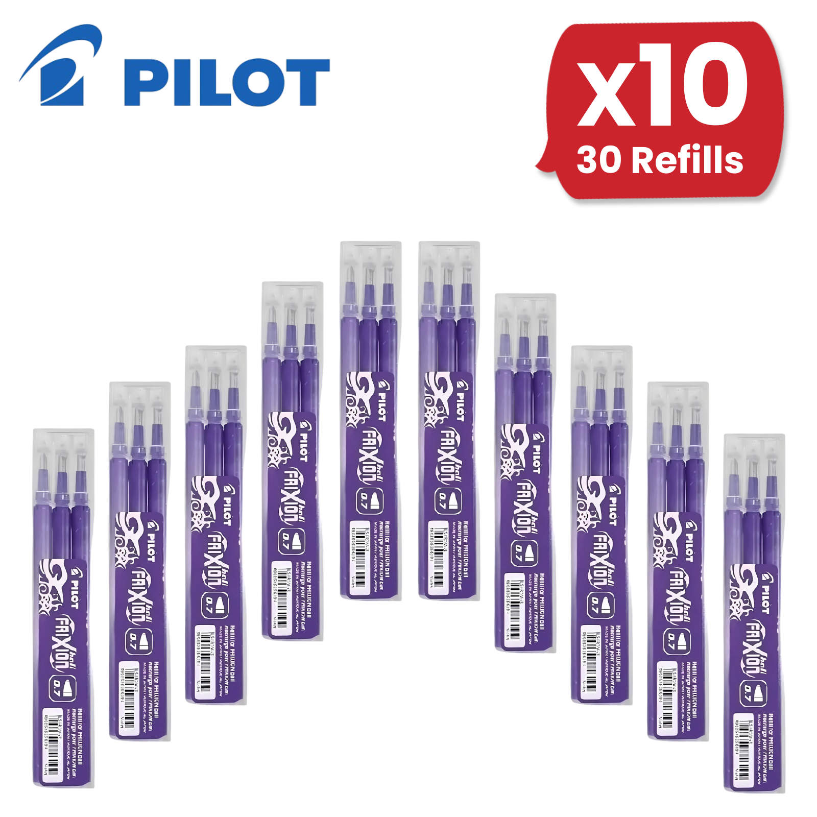 Pilot FriXion Pen Refills Purple/Violet - (Pack of 3) 0.7mm Fine Tip Erasable - Picture 12 of 15