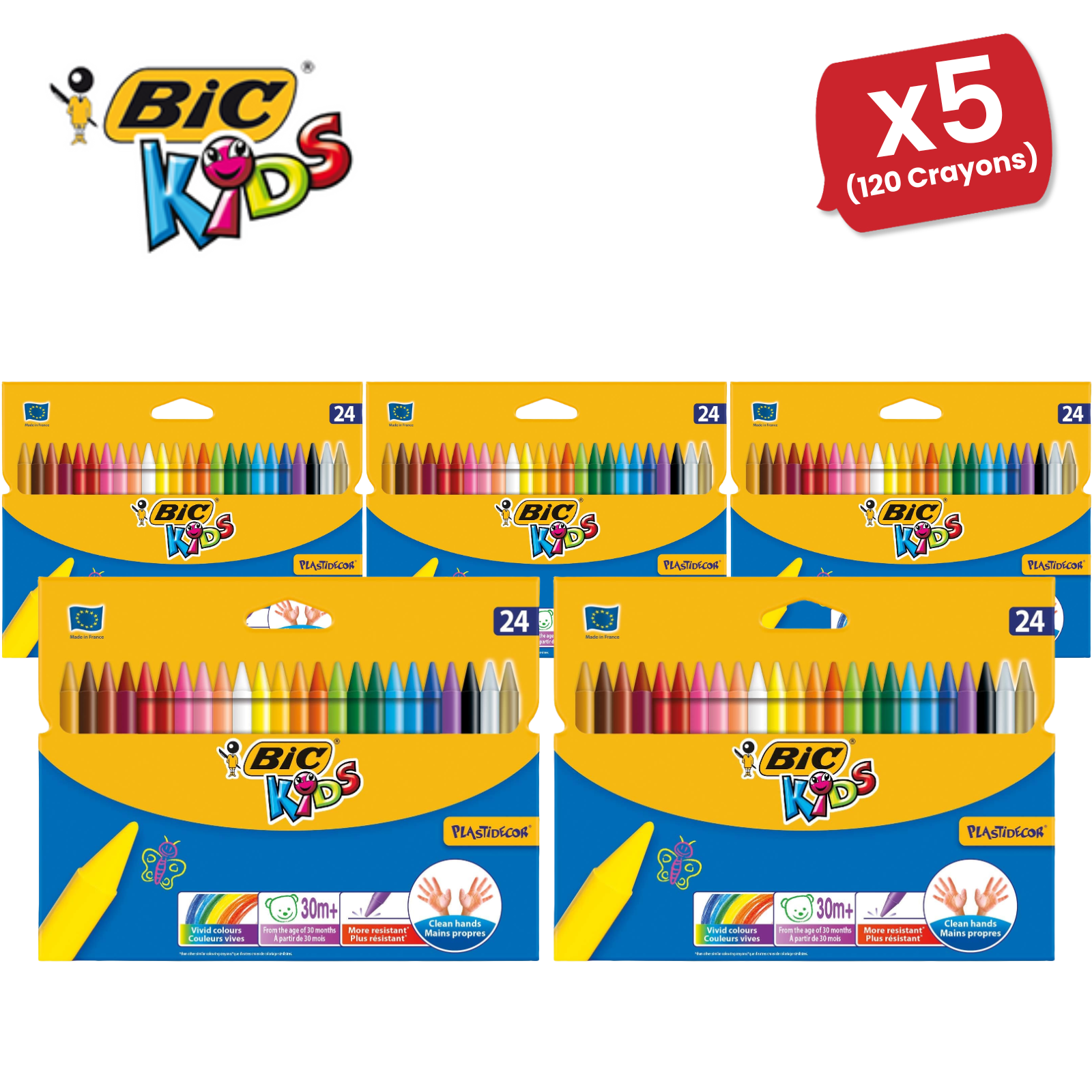 BIC Kinder Kunststoff Buntstifte verschiedene Farben - Geldbörse mit 24 - 1 bis 5 Packungen - Bild 14 von 14