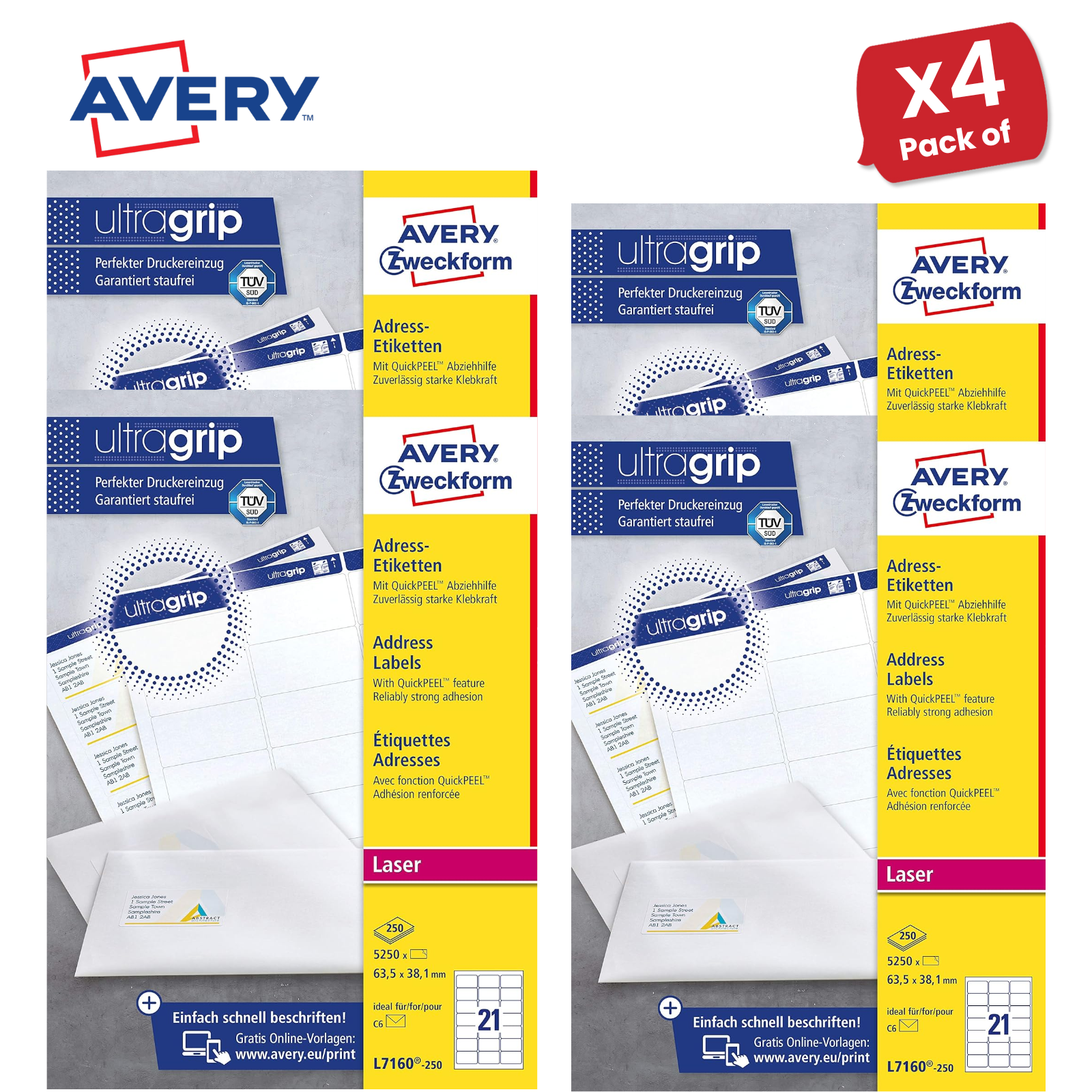 Avery L7160-250 Address Labels, 250 Sheets, 5250 Labels 63.5 x 38.1mm - 1 to 5 - Picture 10 of 11