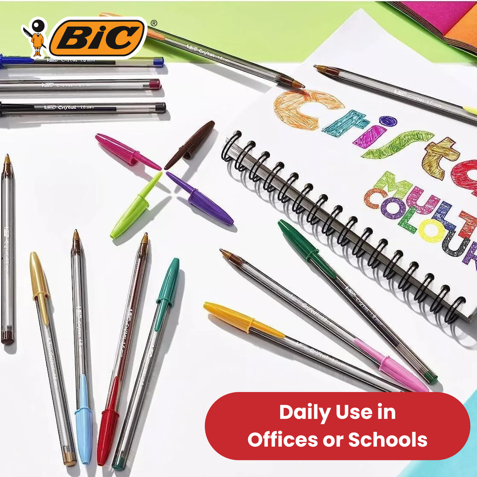 BiC Cristal Fun Kugelschreiber, Kugelschreiber Breite Spitze 1,6 mm Lila Tinte für Schule - Bild 16 von 23
