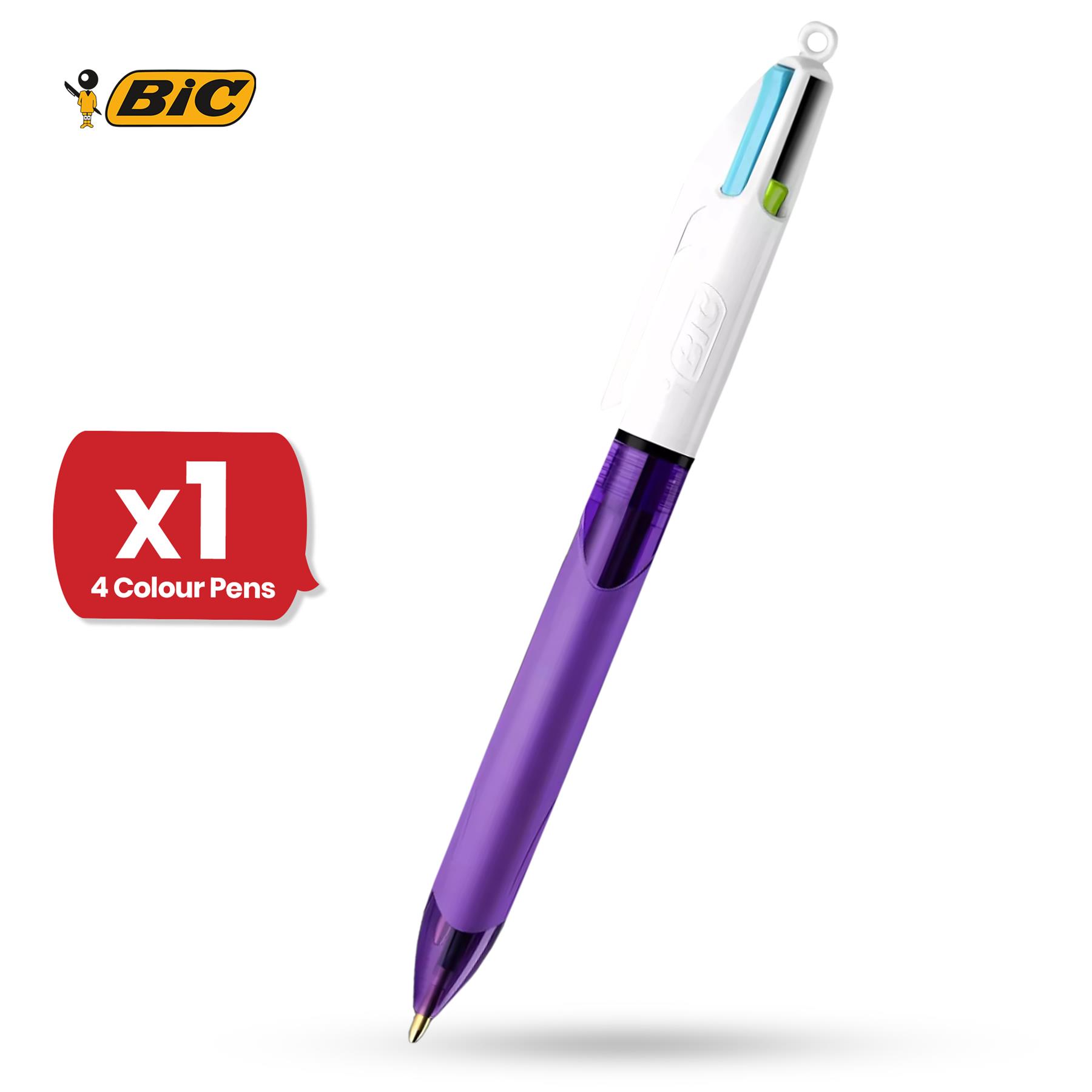 BIC 4 Colours Grip Fashion Ballpoint Pen Medium 1.0mm Colorful Writing Pack of 1 - Picture 8 of 14