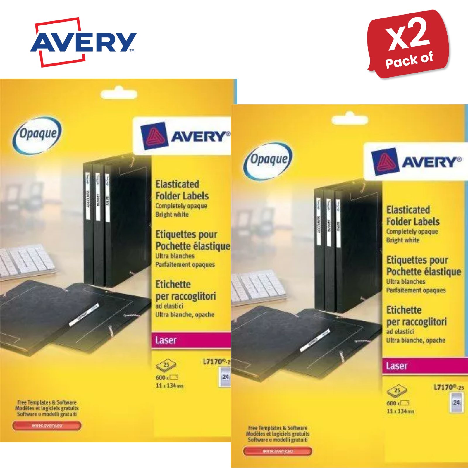 Avery L7170-25 Ordner Datei Etiketten weiß 24 pro A4 Blatt / 600 Etiketten, 134 x 11 mm - Bild 6 von 9