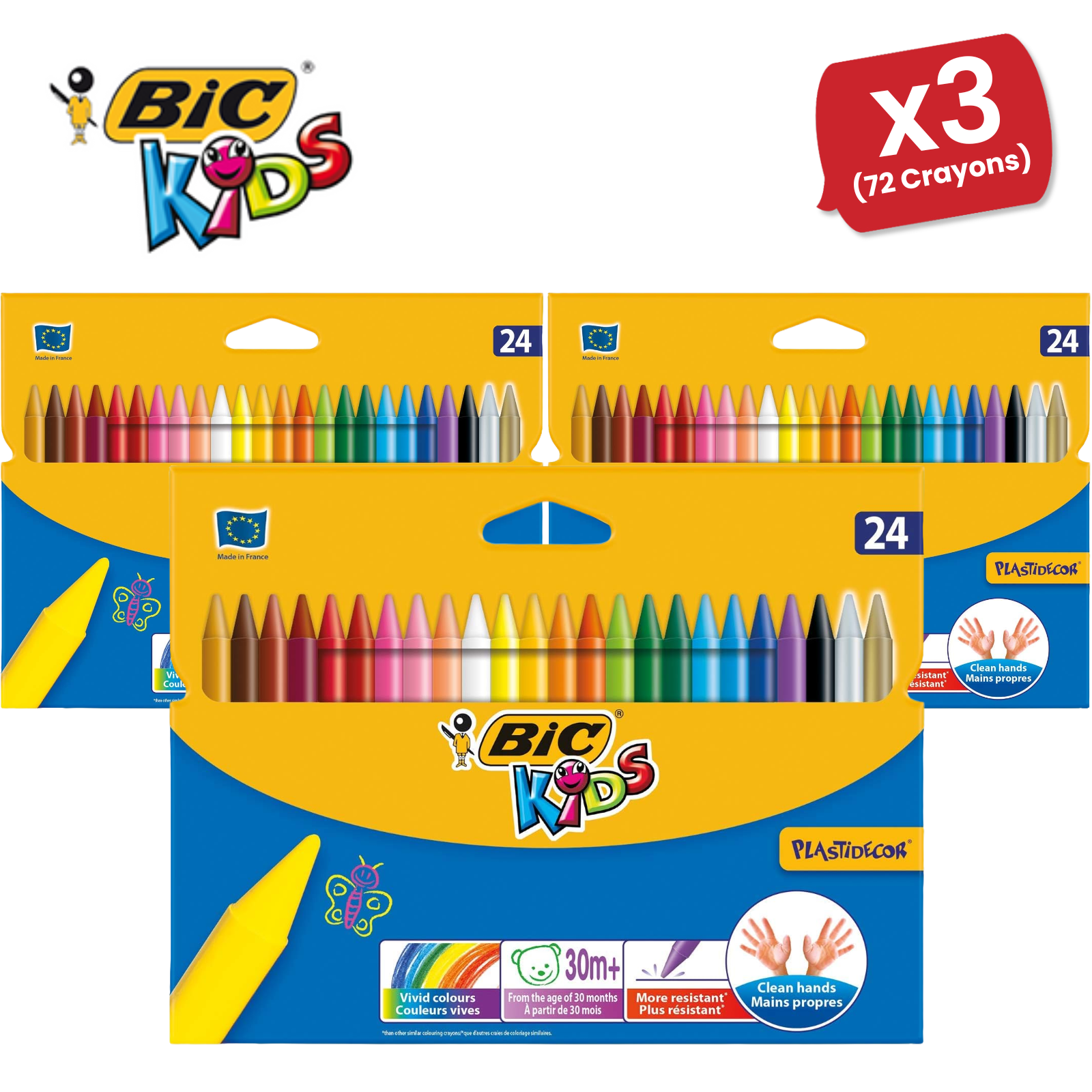 BIC Kinder Kunststoff Buntstifte verschiedene Farben - Geldbörse mit 24 - 1 bis 5 Packungen - Bild 12 von 14