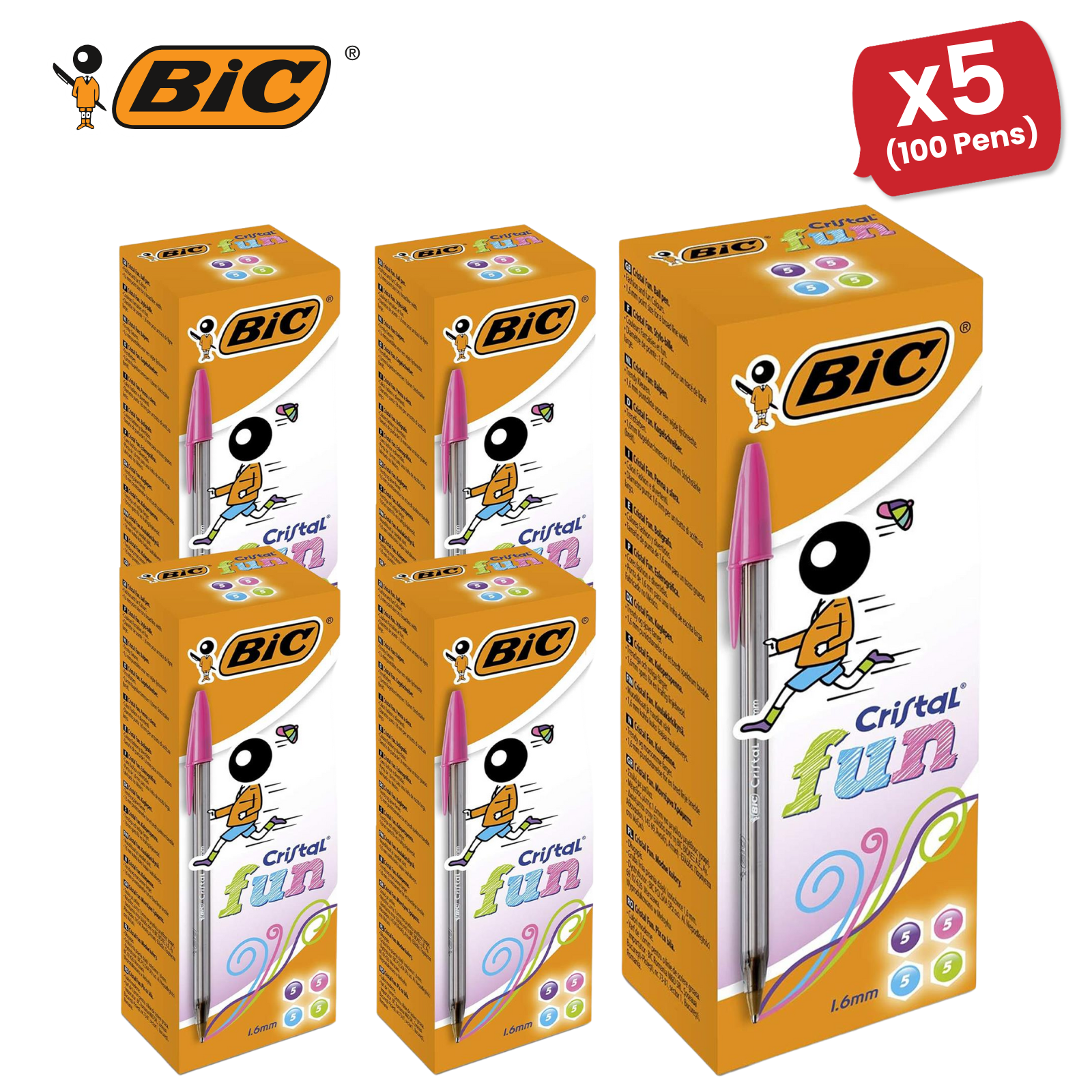 BIC Cristal Fun Ballpoint Pens Assorted Colour 1.6mm for Smooth Writing 20 Pens - Picture 12 of 13