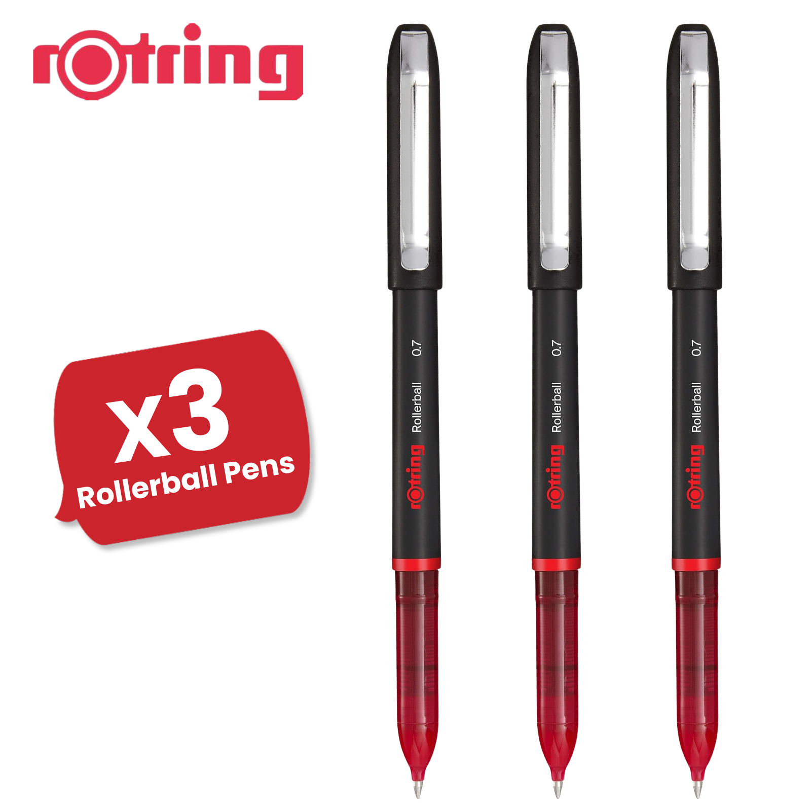 rOtring Rollerball Pen Fine Point 0.7mm - Red Ink, Smooth & Precise Writing - Picture 7 of 12