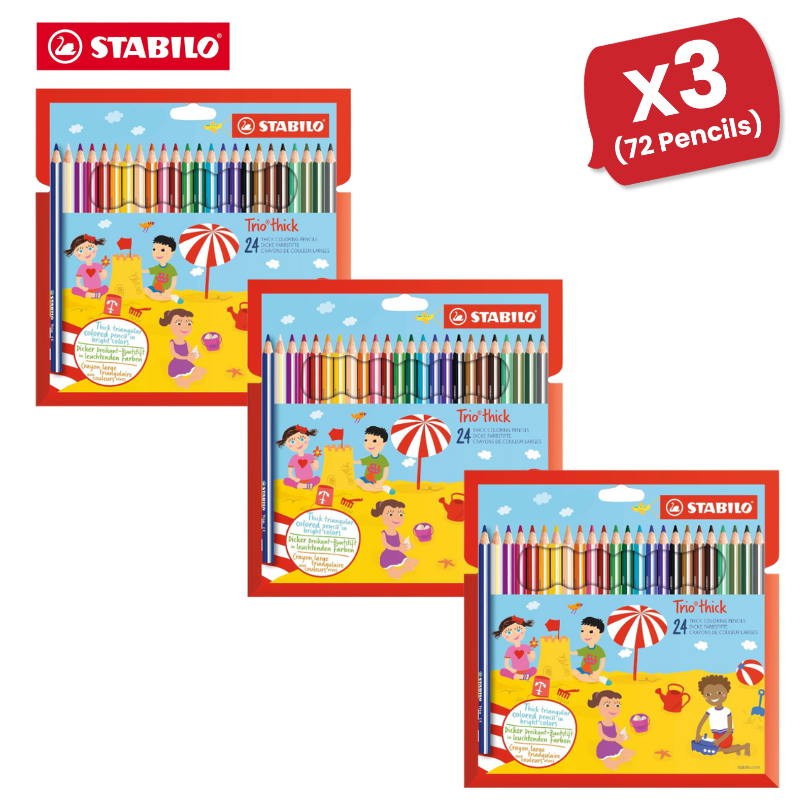 Stabilo Trio Thick Triangular Colouring Pencils, Assorted Colours - Pack of 24 - Picture 9 of 12